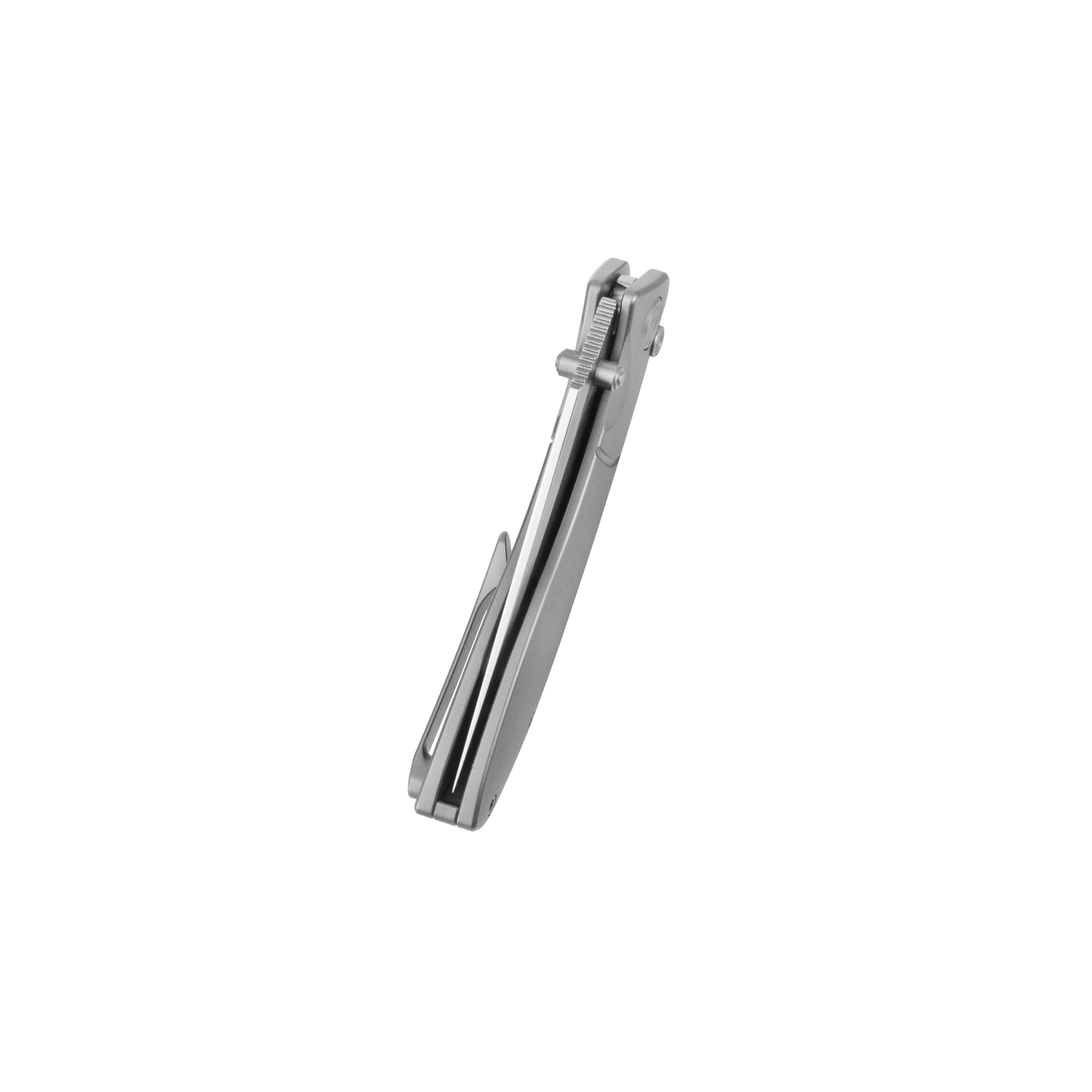 KB Stingray Button Lock Folding Knife Gray Titanium Handle 3.07" Clip Point Bead Blasted M390 Blade KB264A
