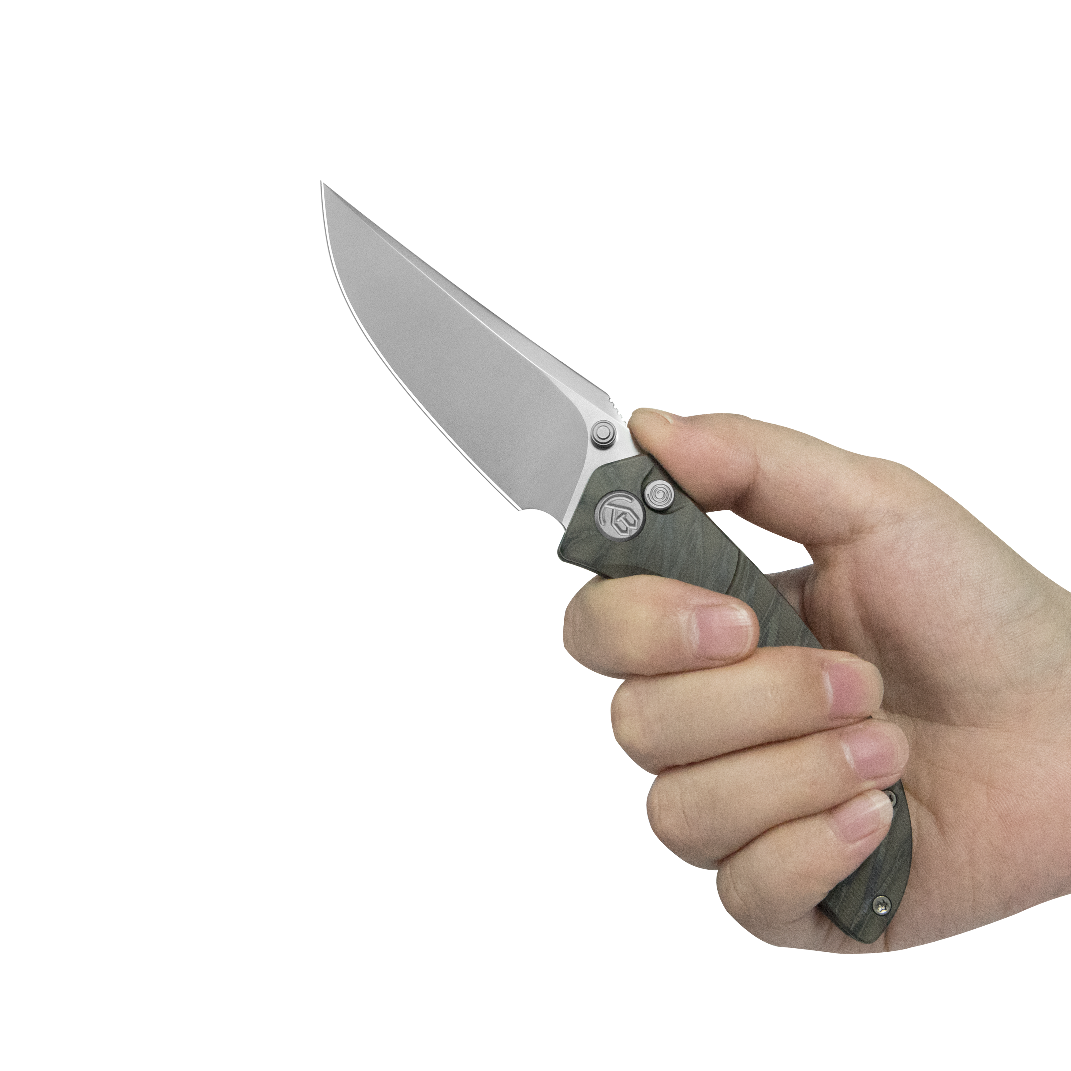 KB Stingray Button Lock Folding Knife Titanium Handle 3.07" Clip Point Bead Blasted M390 Blade KB264B