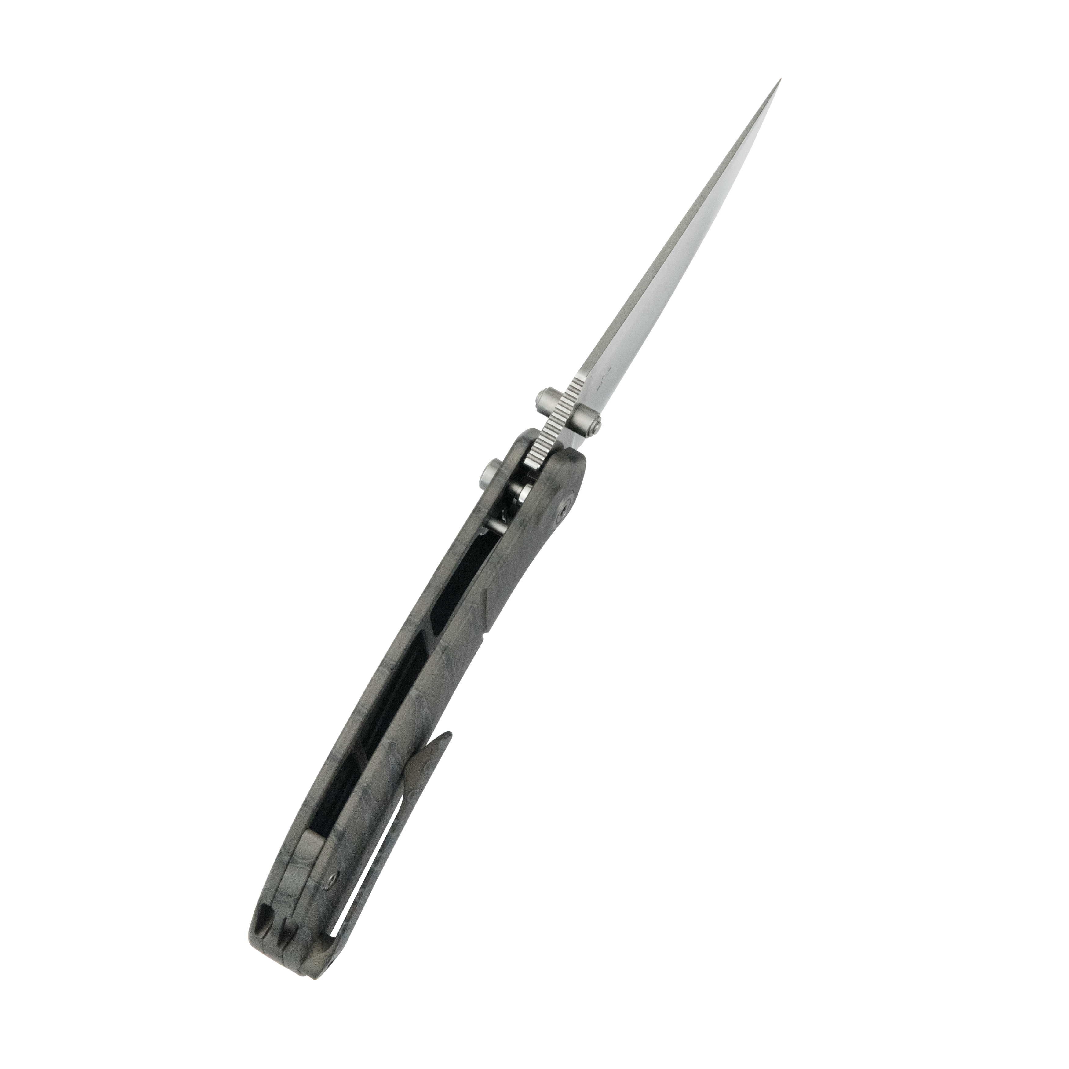 KB Stingray Button Lock Folding Knife Titanium Handle 3.07" Clip Point Bead Blasted M390 Blade KB264B