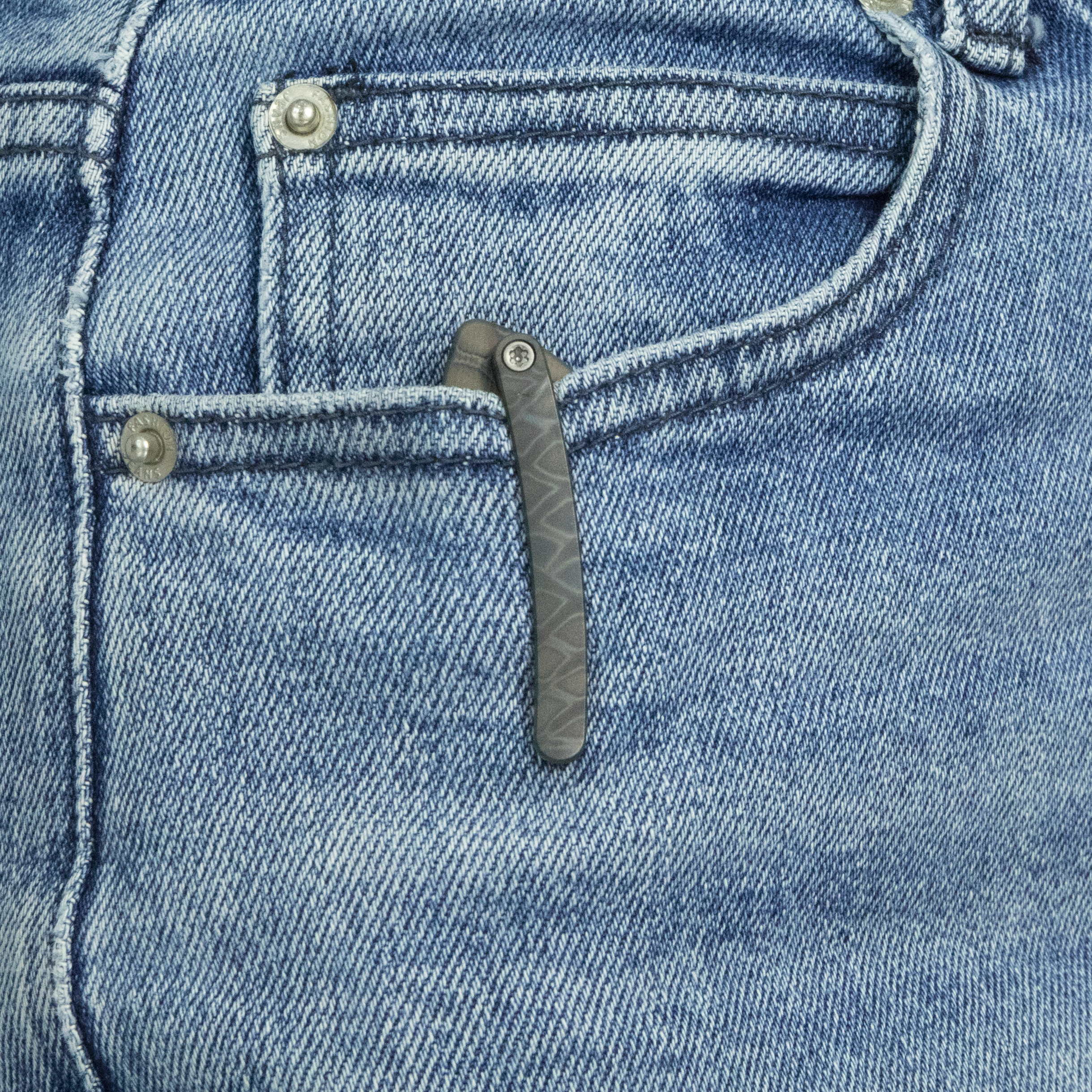 KB Stingray Button Lock Folding Knife Titanium Handle 3.07" Clip Point Bead Blasted M390 Blade KB264B