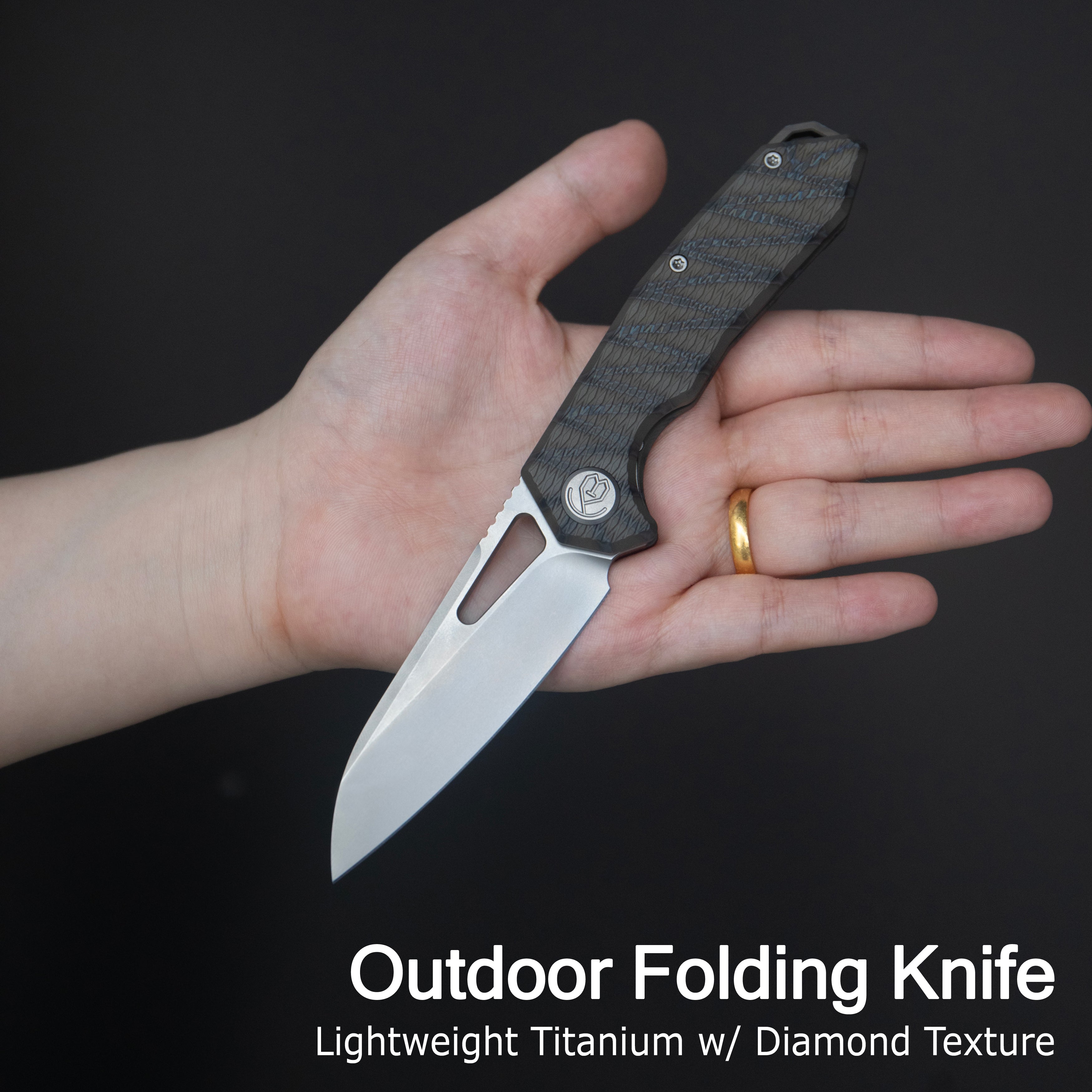 KB Vagrant Folding Knife Sandblast Titanium Handle 3.15" Sandblast M390 Blade KB284J