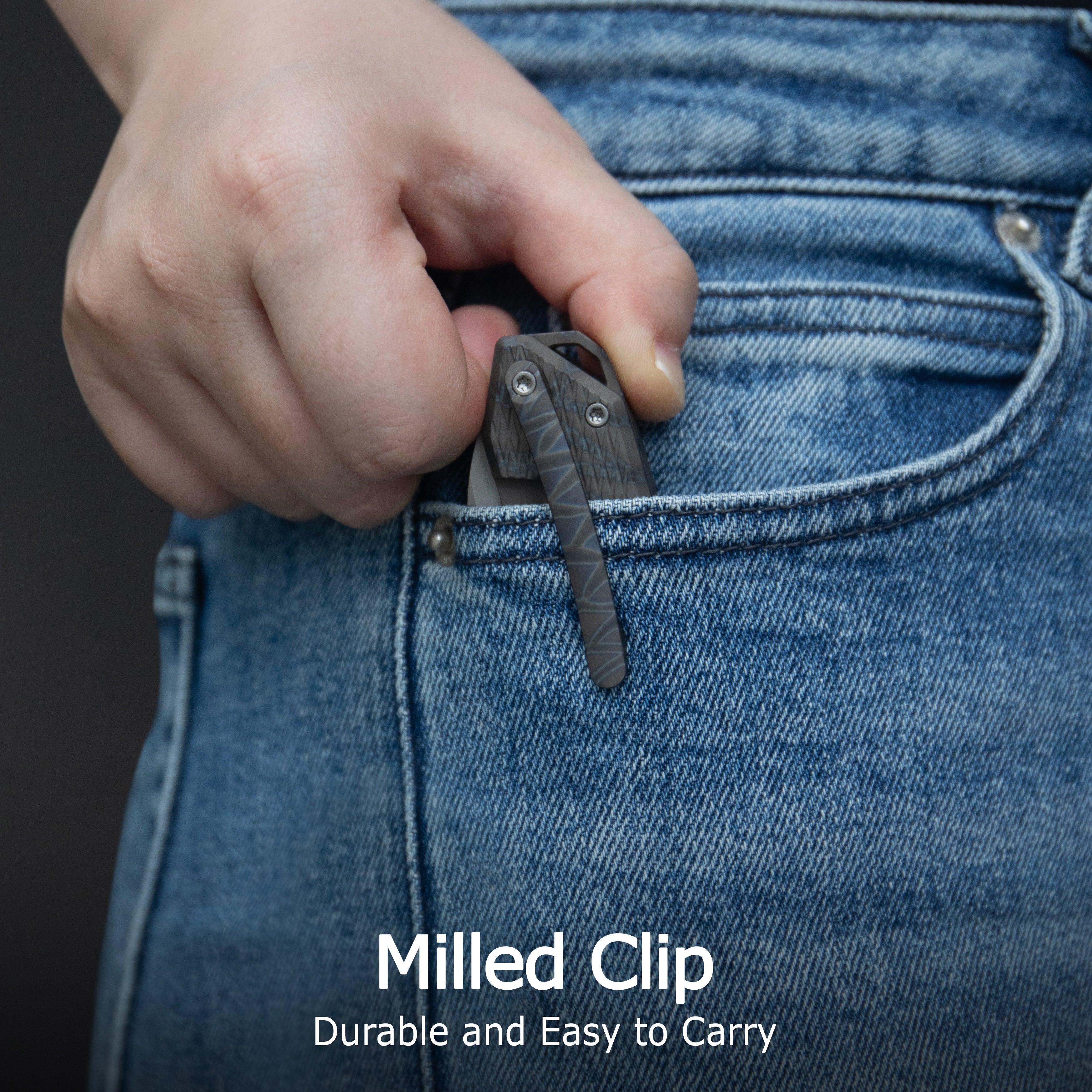 KB Vagrant Folding Knife Sandblast Titanium Handle 3.15" Sandblast M390 Blade KB284J