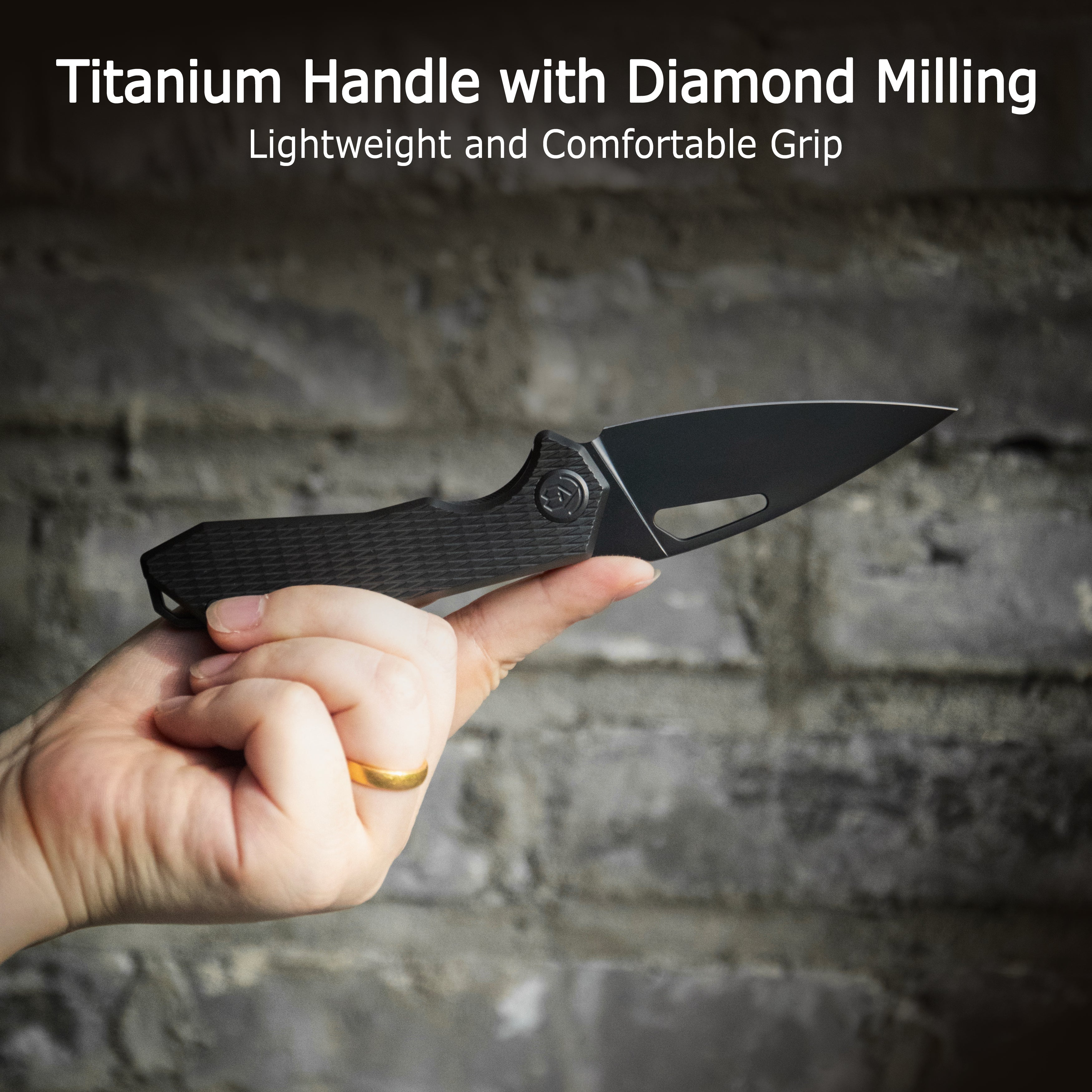 KB Coeus Outdoor Folding Knife Regular DLC Titanium Handle 3.11" Regular DLC M390 Blade KB286E