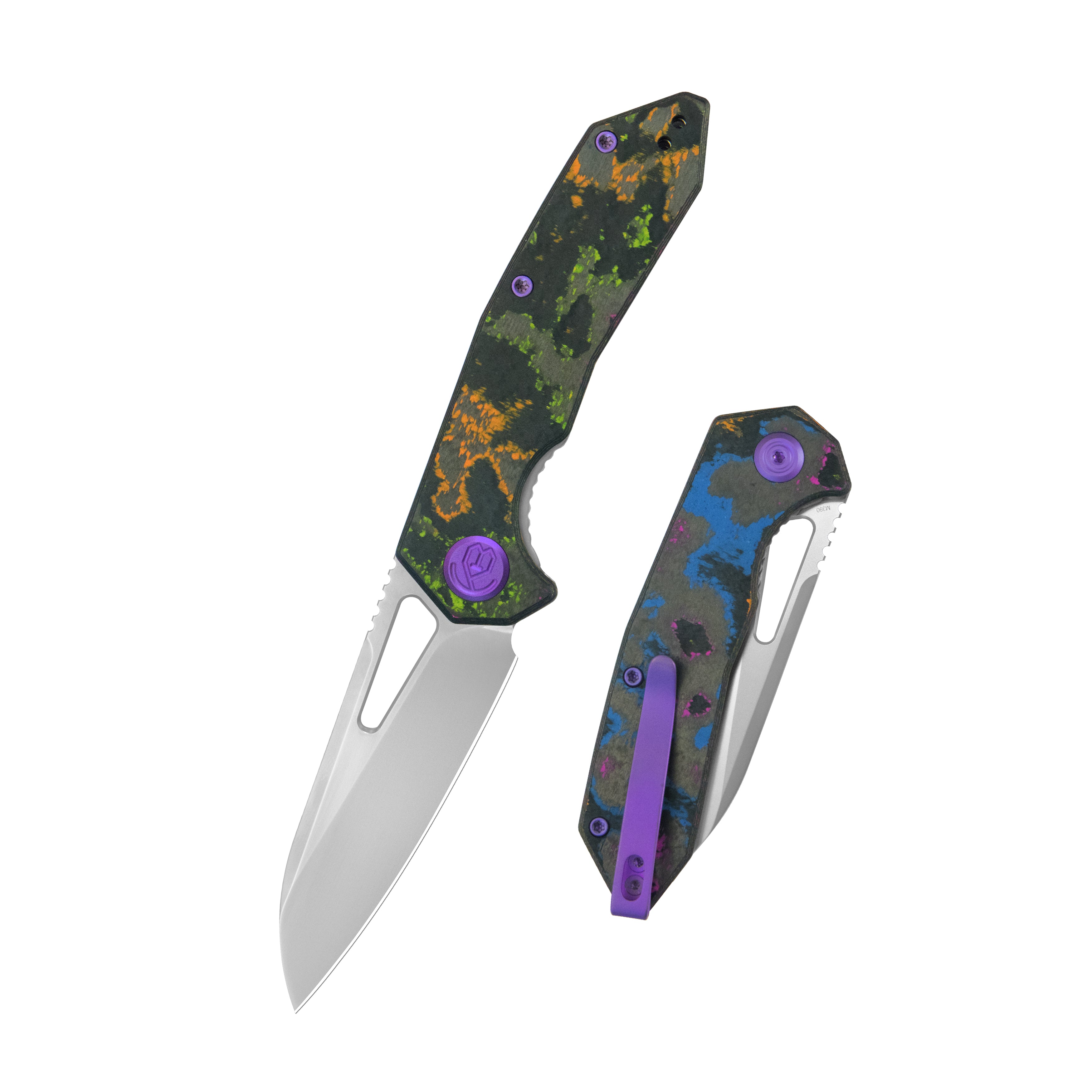 KB Vagrant Folding Knife 80's Camo Camo Carbon Handle 3.15