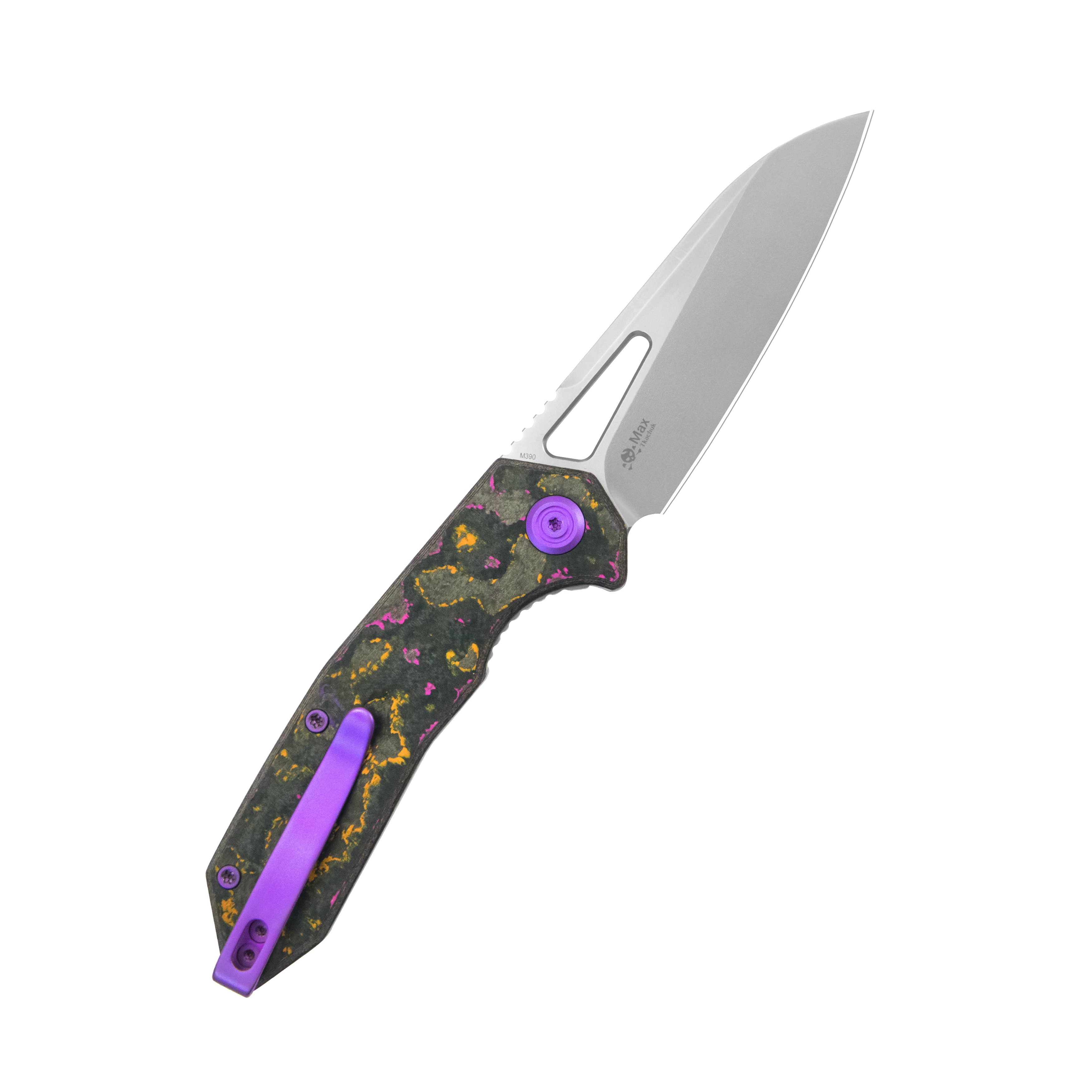 KB Vagrant Folding Knife POP Camo Carbon Handle 3.15" Silver Bead Blast M390 Blade KB291Y
