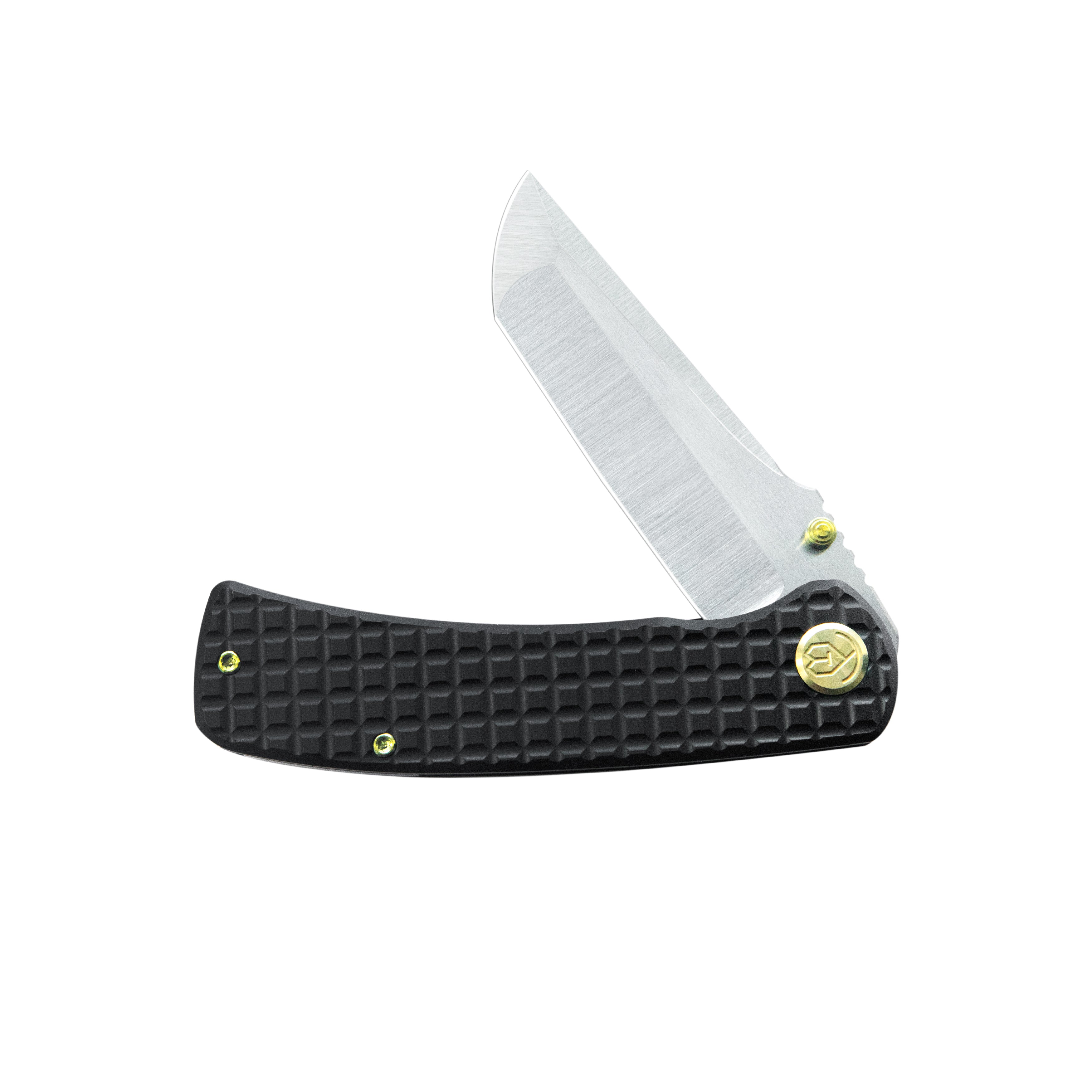 KB Interflow Folding Knife Black PVD Titanium with FRAG Milling Handle 3.50" Belt Satin M390 Blade KB294C