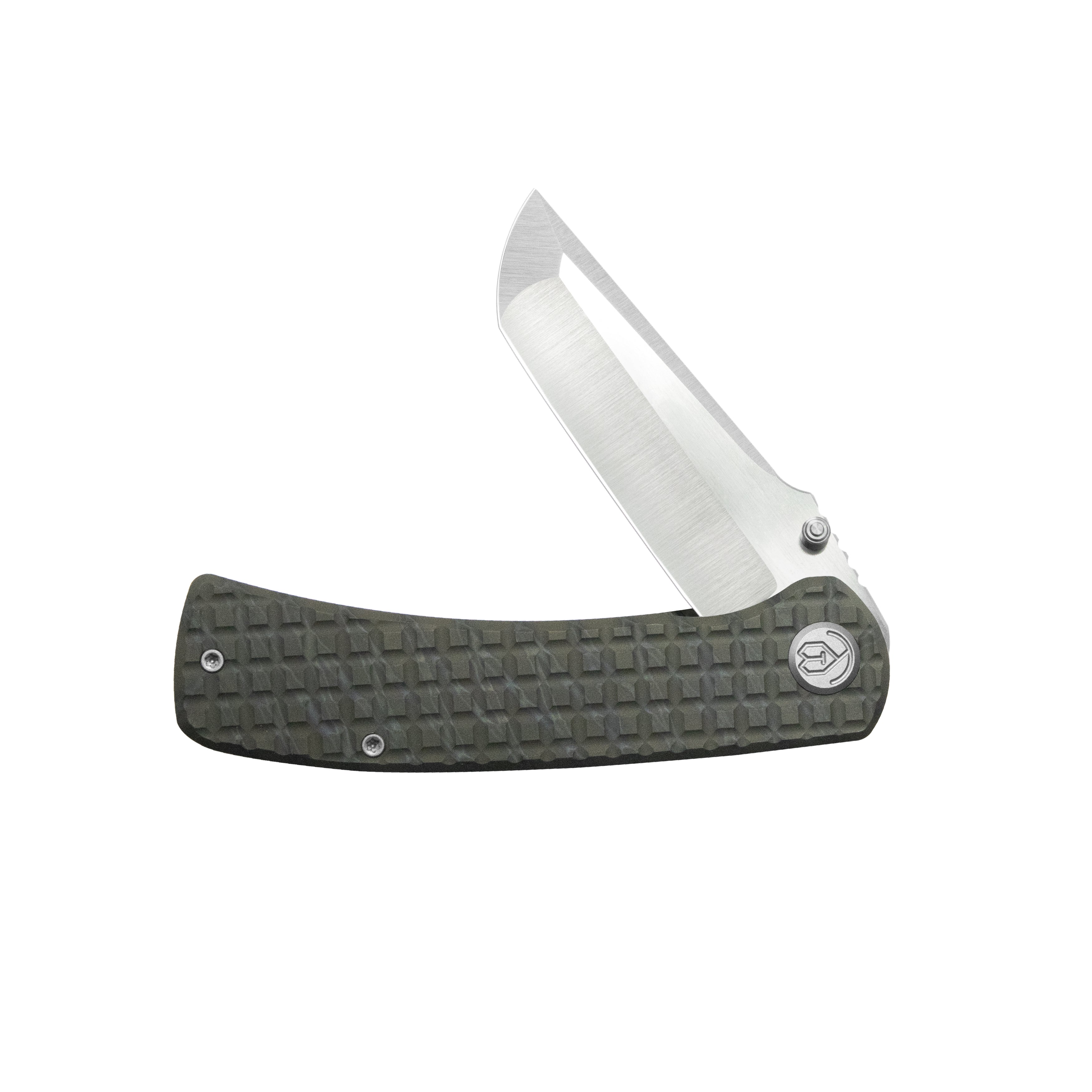 KB Interflow Folding Knife Flame Ano Titanium with FRAG Milling Handle 3.50'' Belt Satin M390 Blade KB294D
