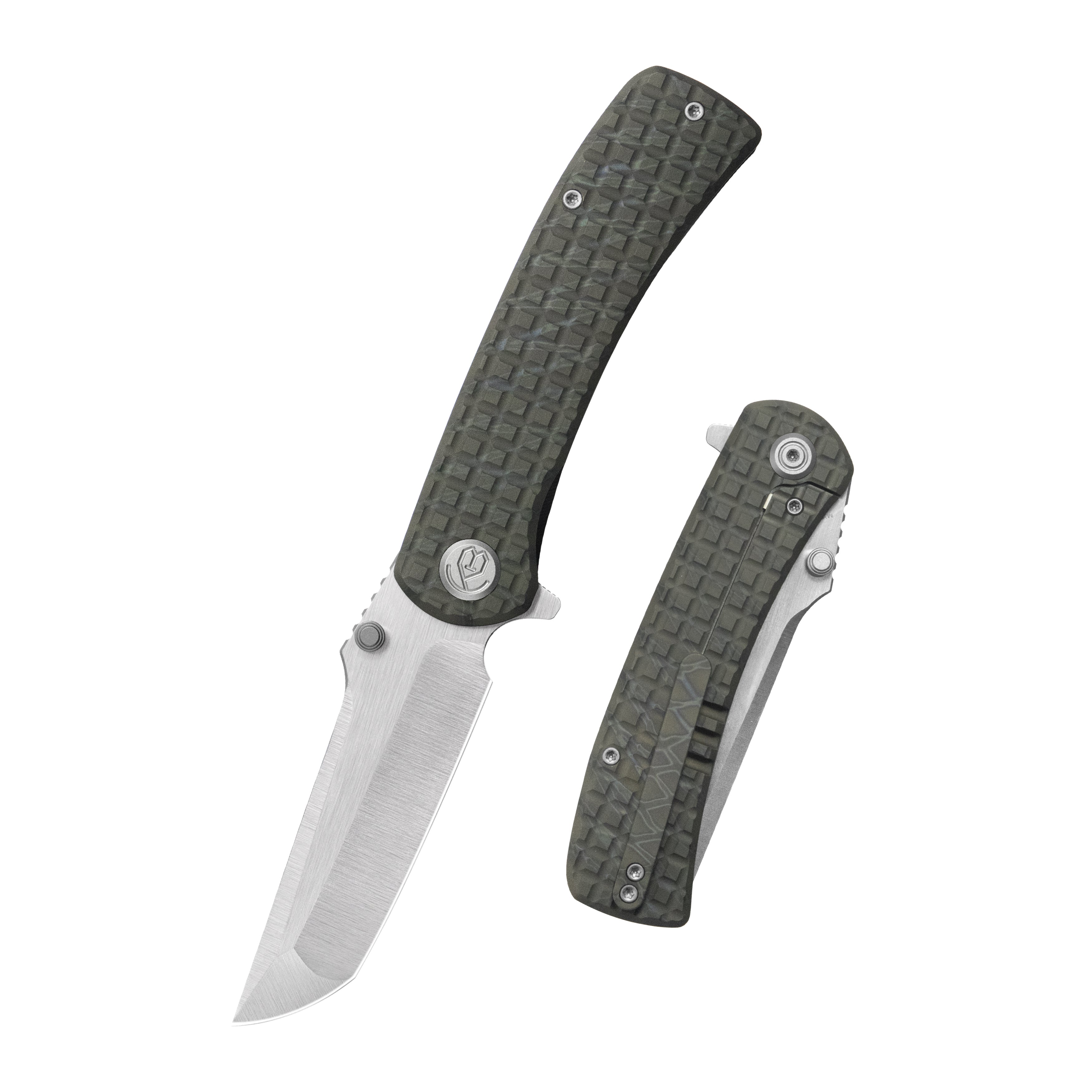 KB Interflow Folding Knife Flame Ano Titanium with FRAG Milling Handle