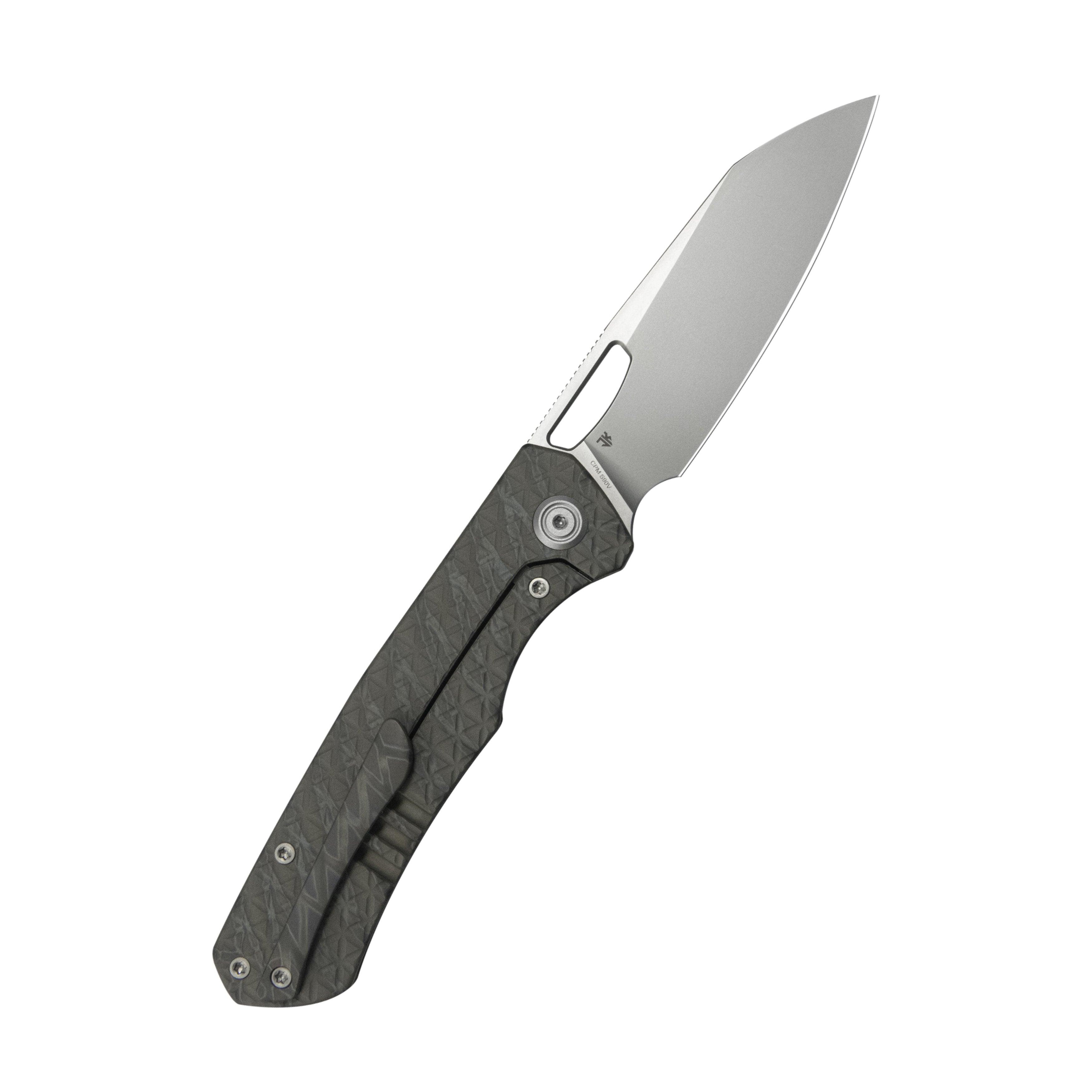 KB Socius Folding Knife Flame Titanium w/ Triangle Milling 3.46'' Beadblast S90V Blade KB300B