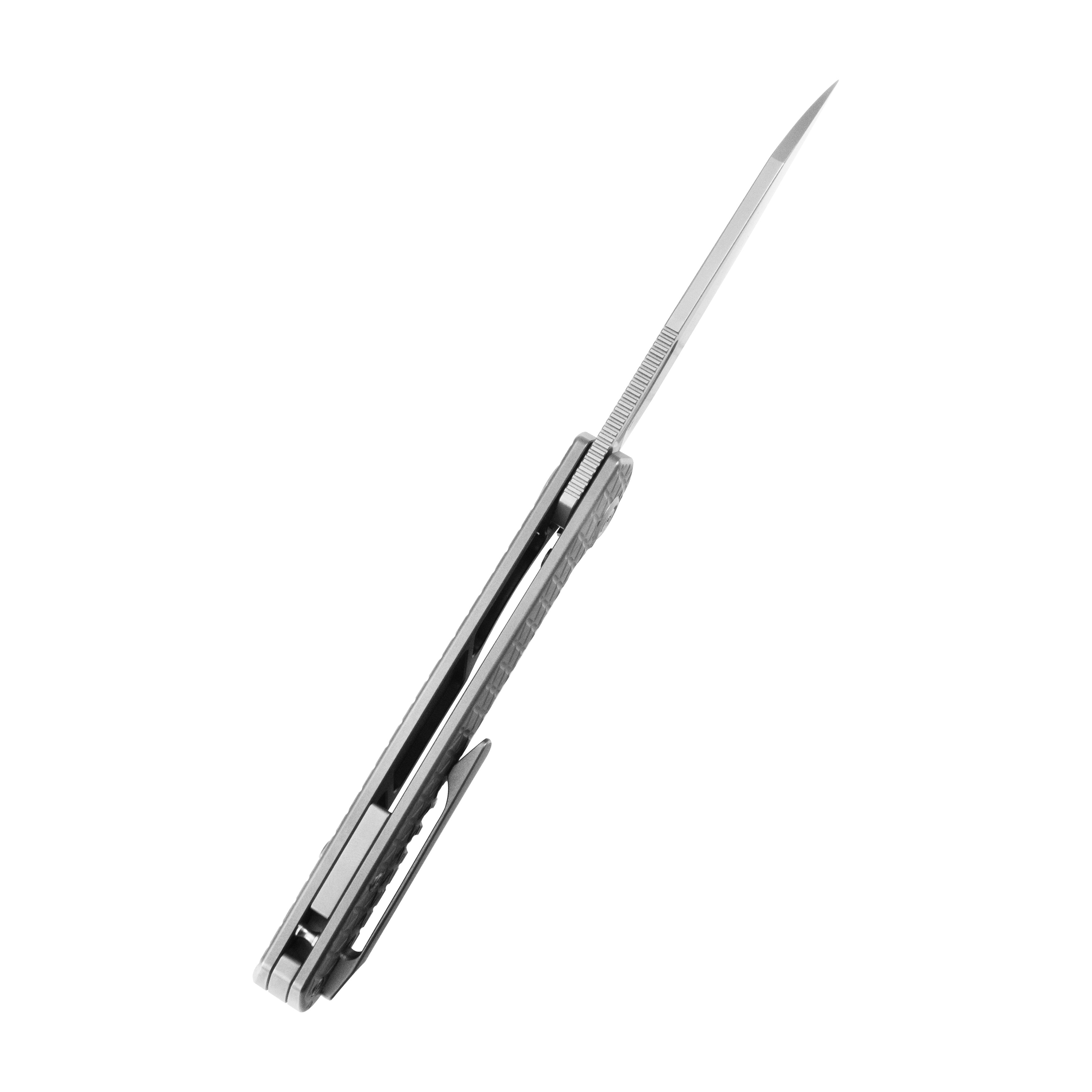 KB Socius Folding Knife Beadblast Titanium w/ Triangle Milling 3.46'' Gray S90V Blade KB300A