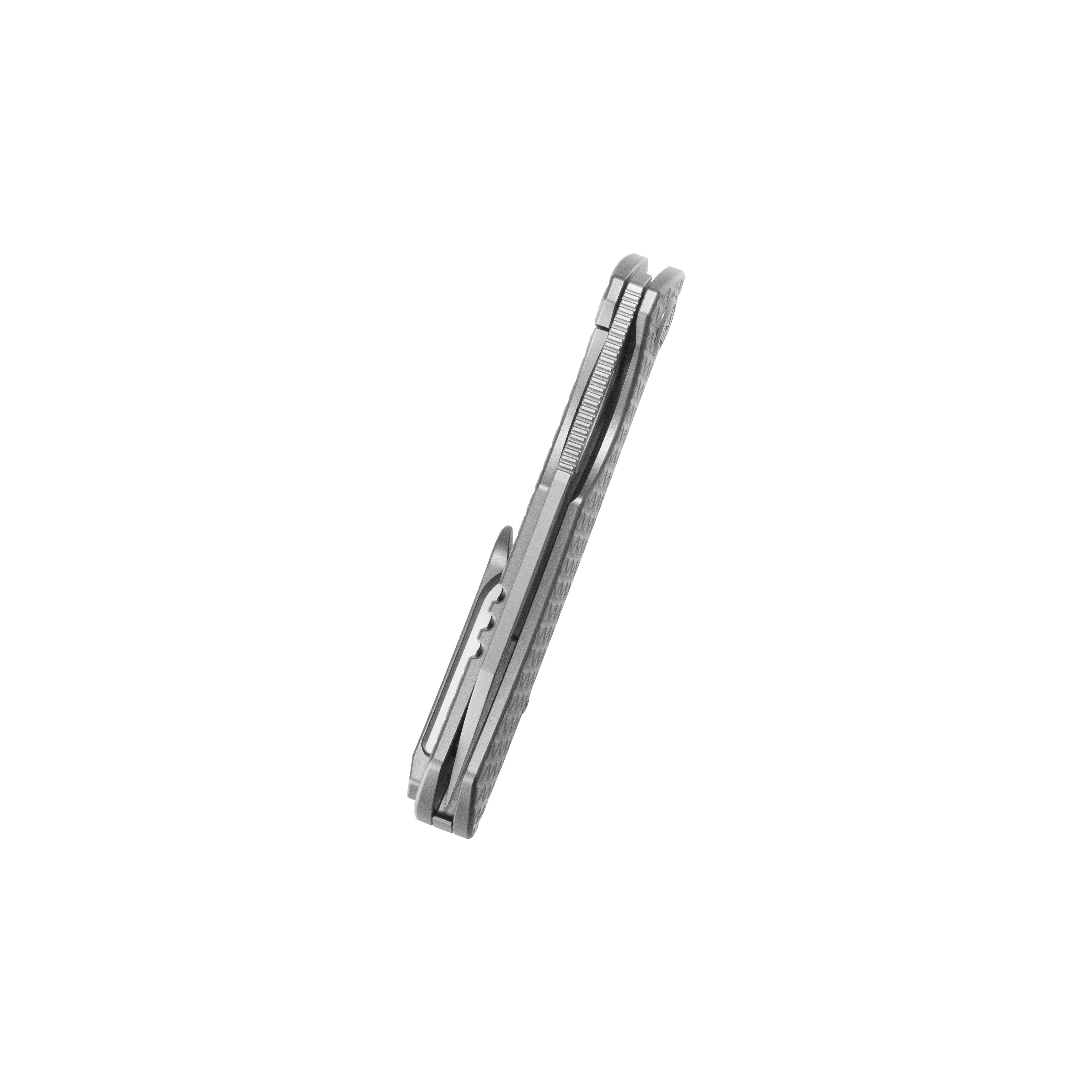 KB Socius Folding Knife Beadblast Titanium w/ Triangle Milling 3.46'' Gray S90V Blade KB300A