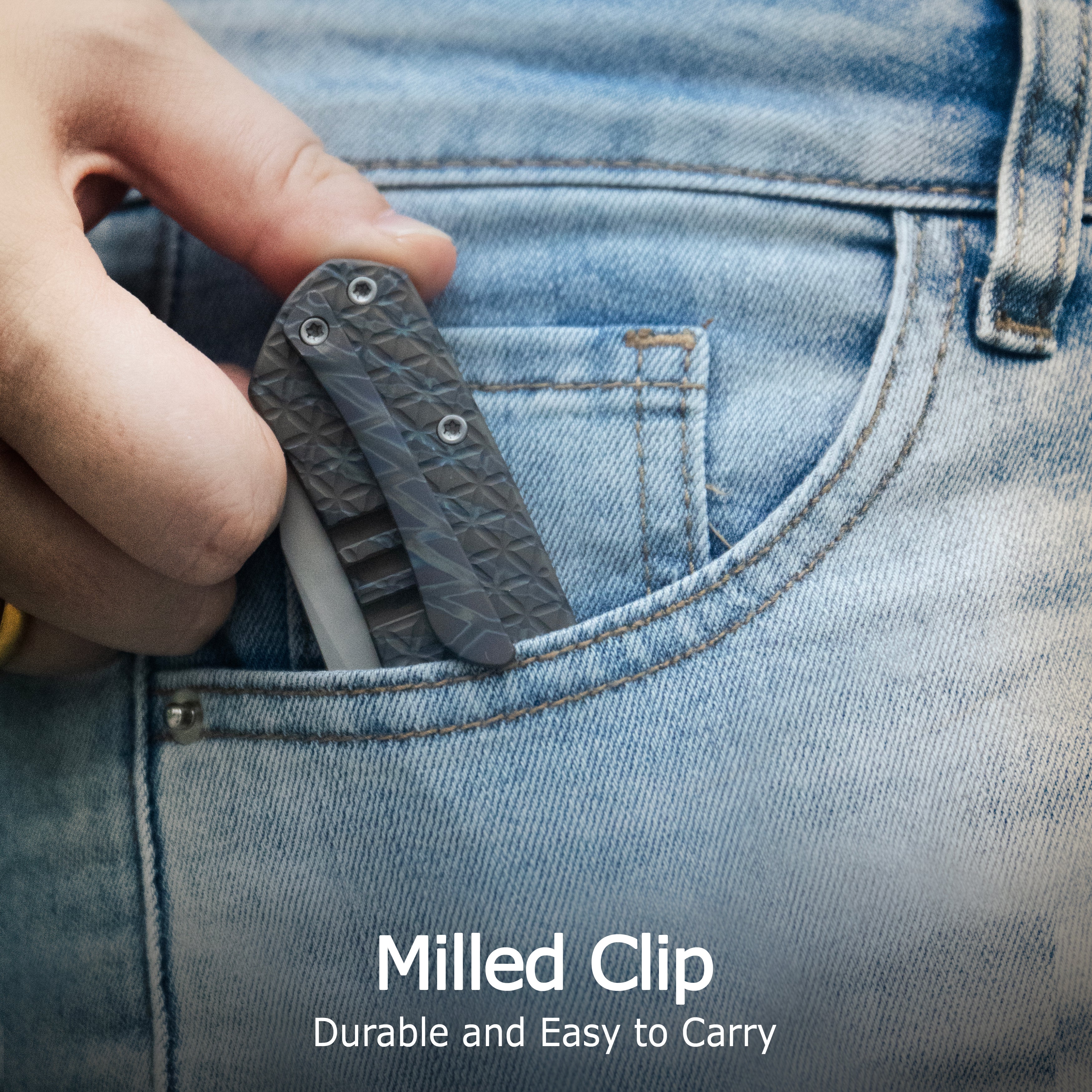 KB Socius Folding Knife Regular DLC Titanium w/ Triangle Milling 3.46'' Regular DLC S90V Blade KB300C