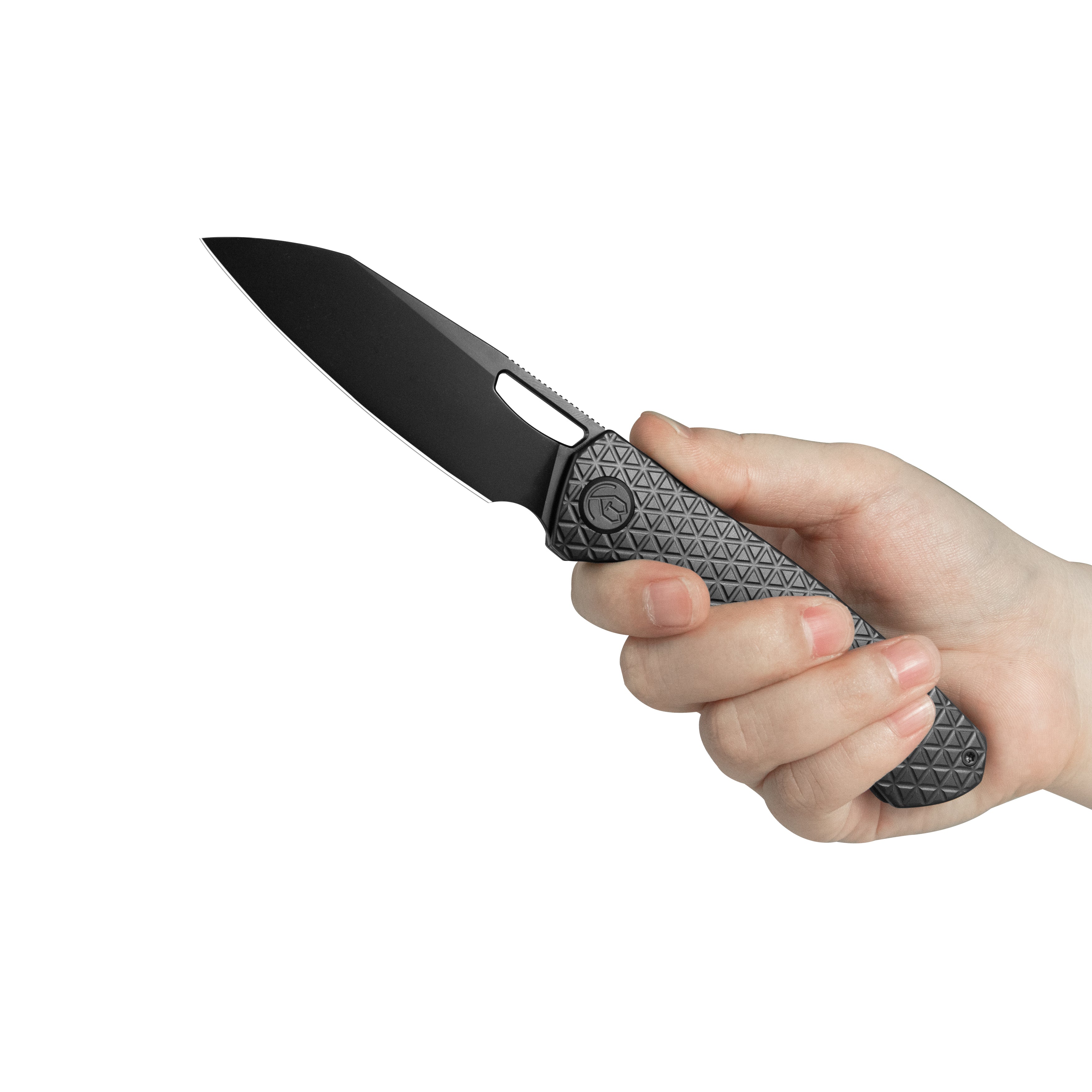 KB Socius Folding Knife Regular DLC Titanium w/ Triangle Milling 3.46'' Regular DLC S90V Blade KB300C