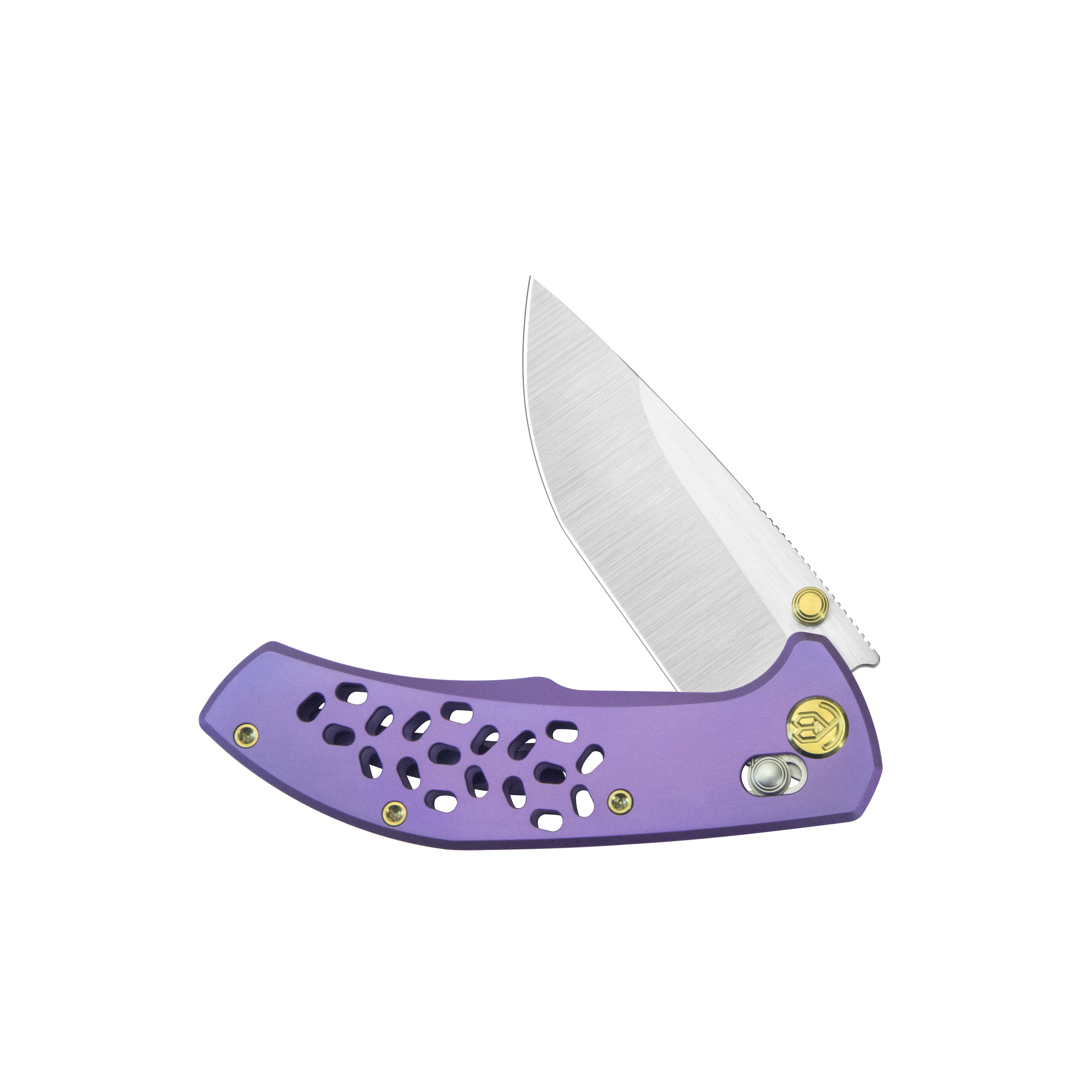 KB Trillium Folding Knife Blurple Ano Titanium Handle 3.11'' Belt Satin M390 Blade KB326B