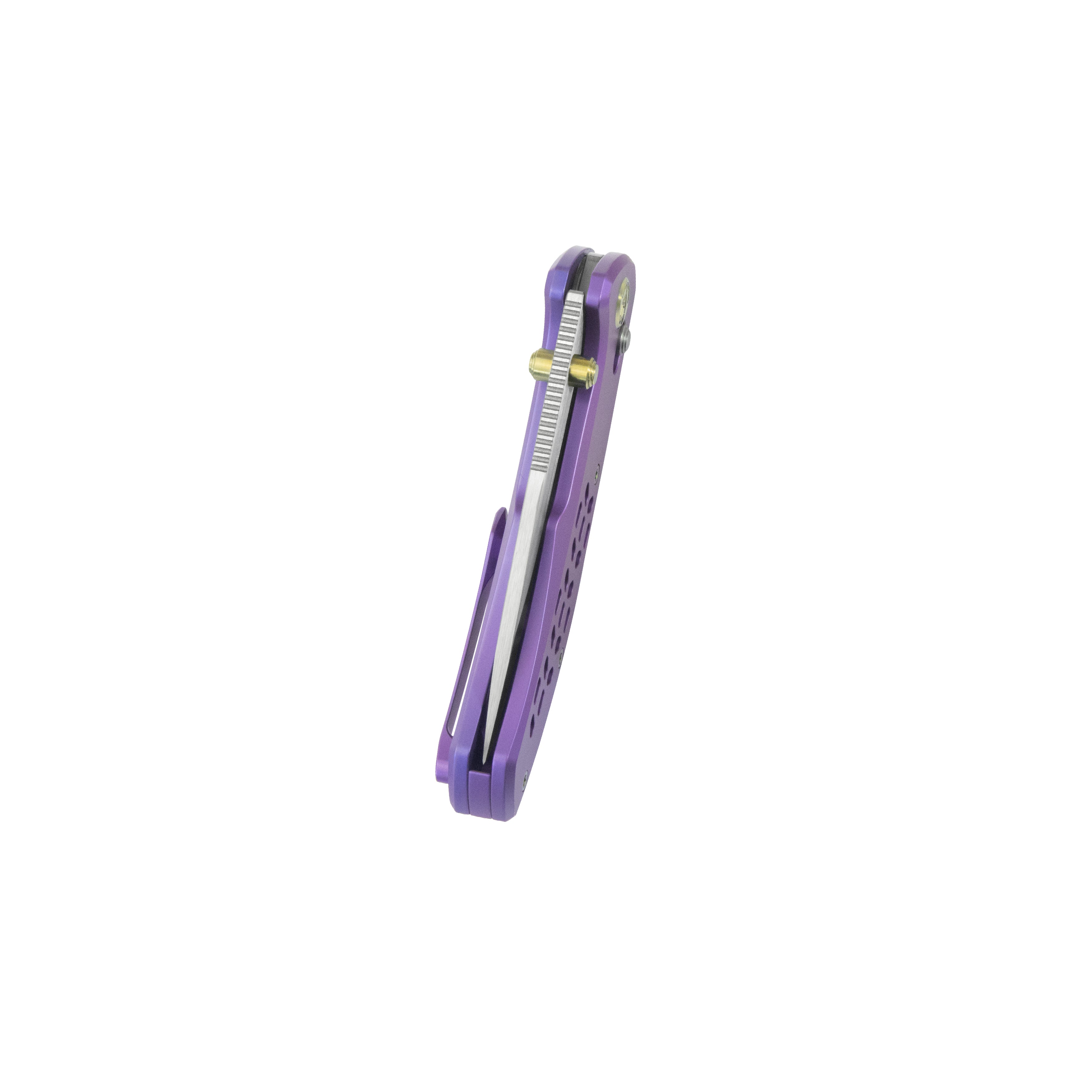 KB Trillium Folding Knife Blurple Ano Titanium Handle 3.11'' Belt Satin M390 Blade KB326B