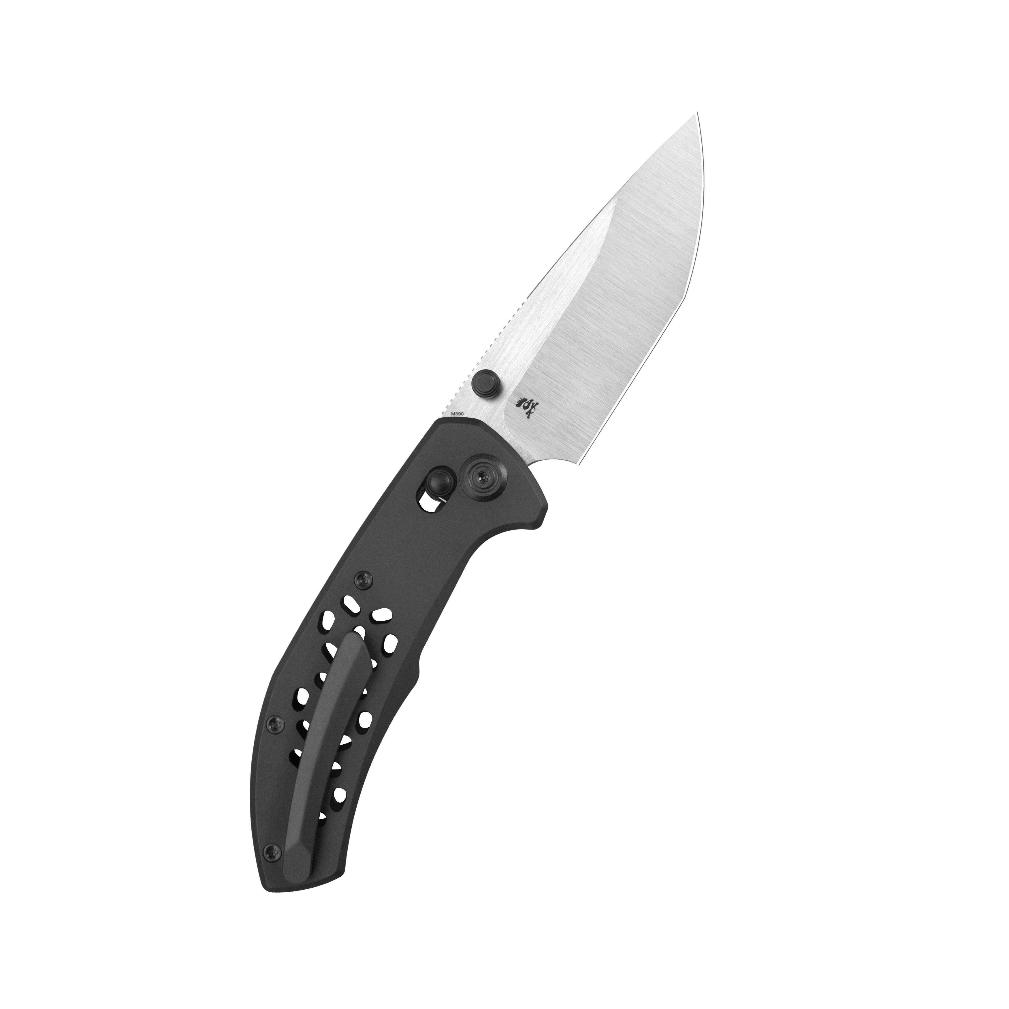 KB Trillium Folding Knife DLC Titanium Handle 3.11'' Belt Satin M390 Blade KB326C