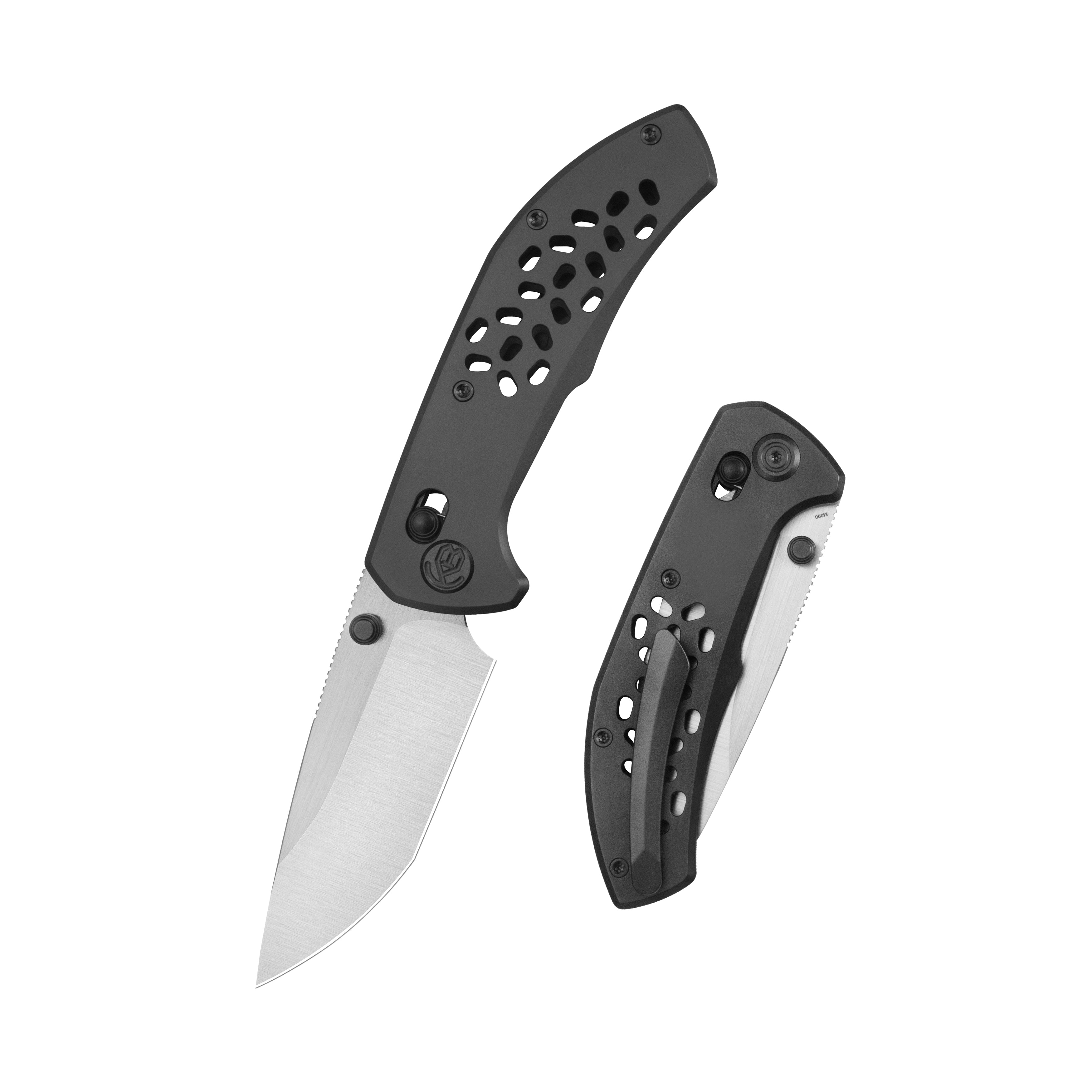 KB Trillium Folding Knife DLC Titanium Handle 3.11'' Belt Satin M390 Blade KB326C