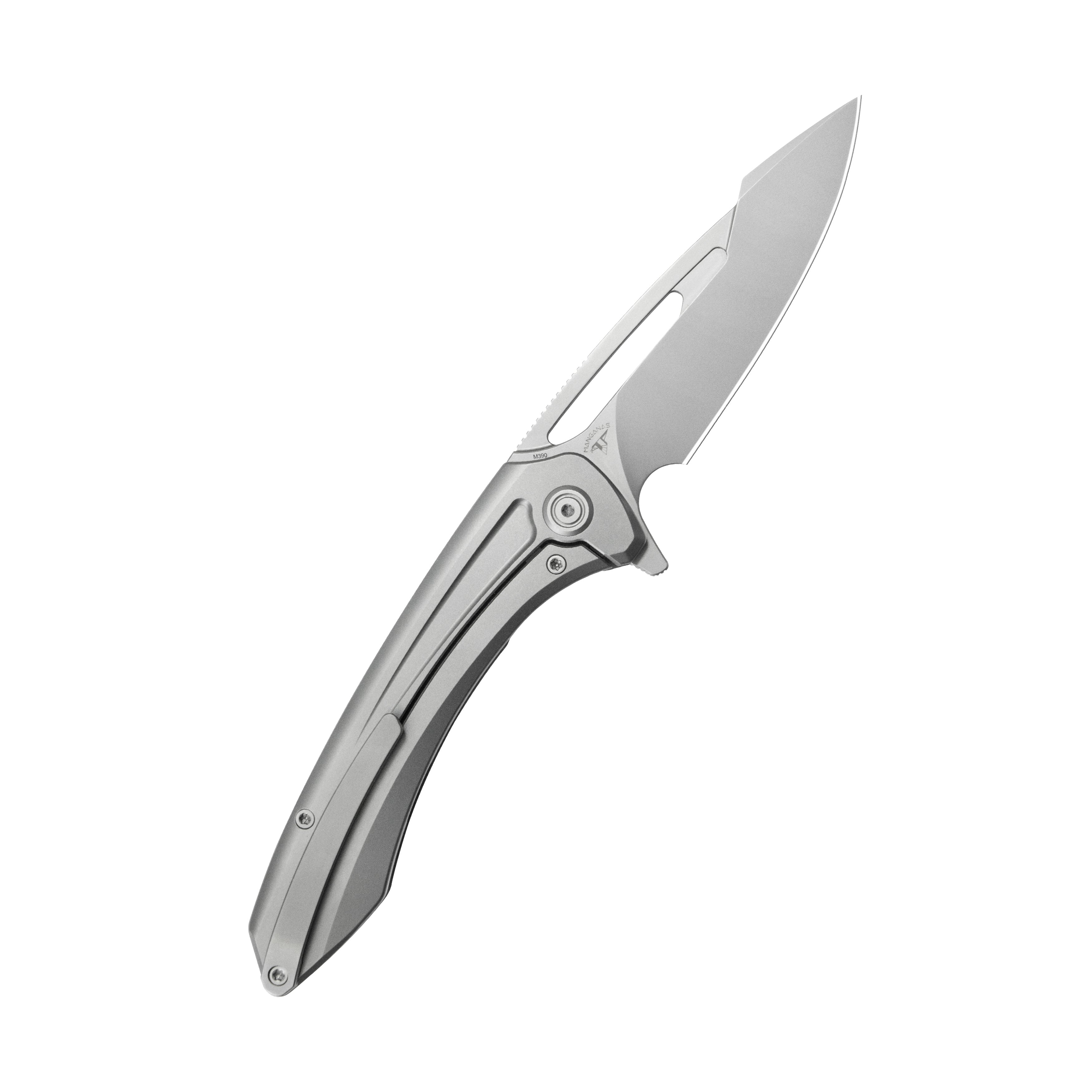 KB Merced Pocket Folding Knife Gray Titanium Handle 3.46'' Beadblast M390 KB352A