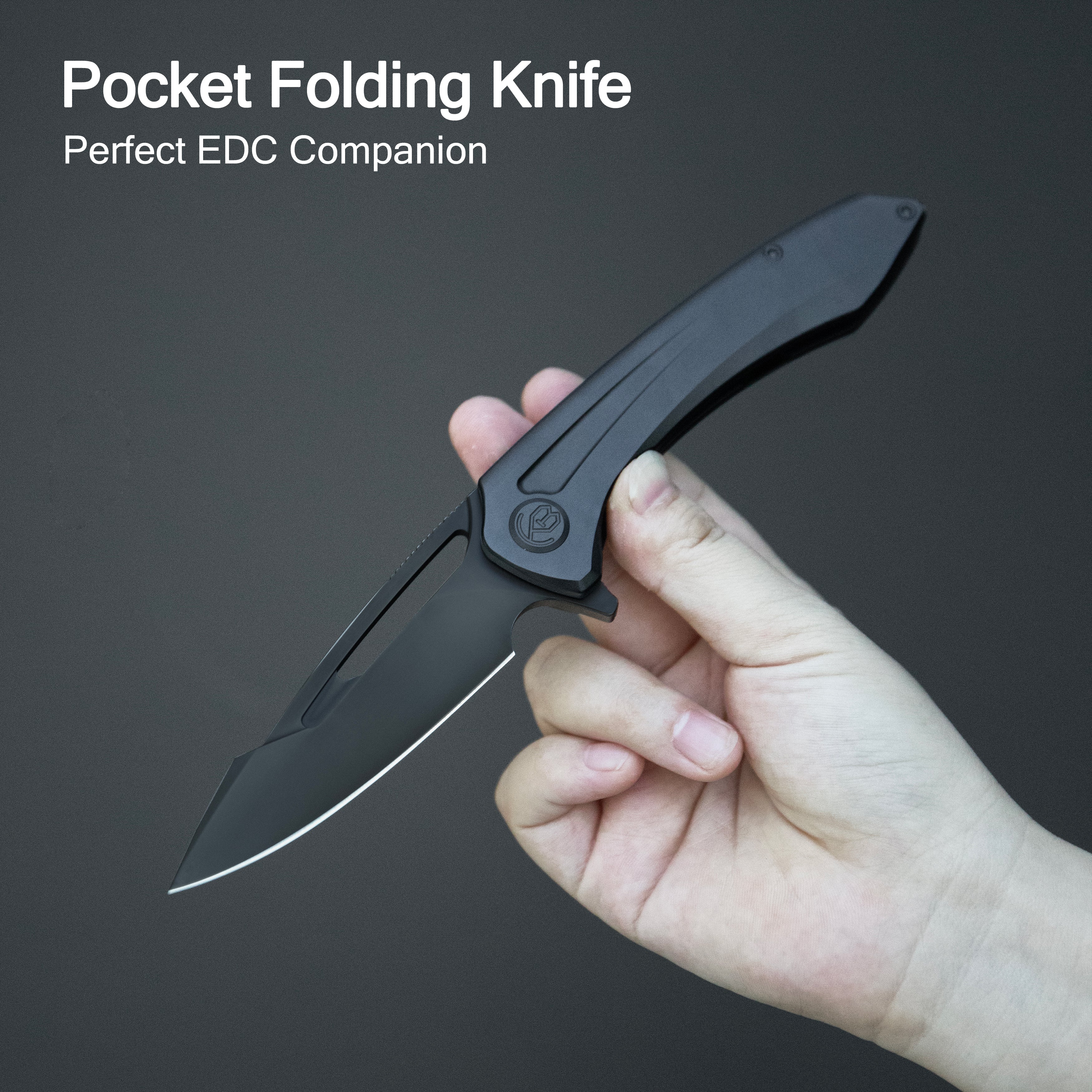 KB Merced Pocket Folding Knife Flame Ano Titanium Handle 3.46'' Beadblast M390 KB352B