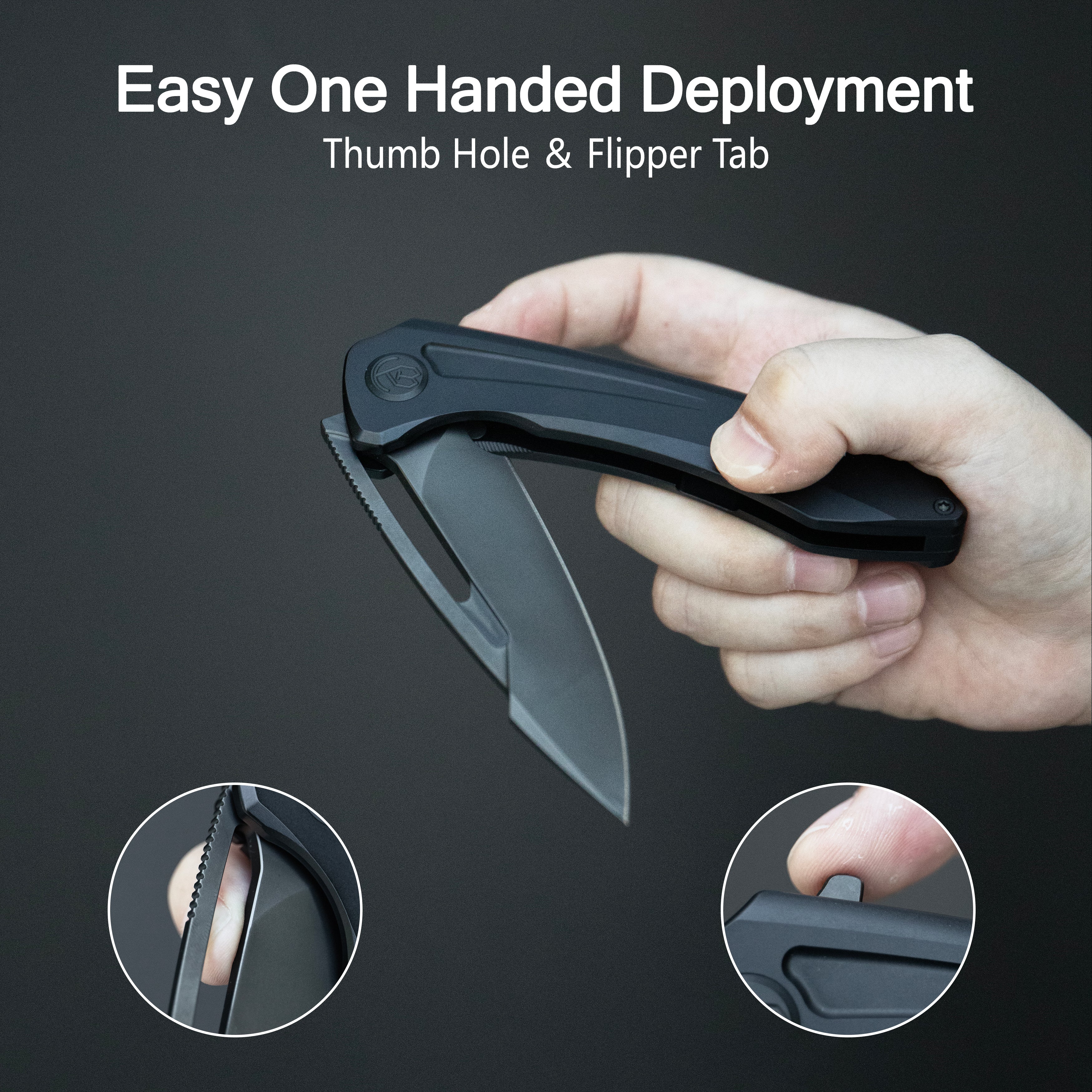 KB Merced Pocket Folding Knife Flame Ano Titanium Handle 3.46'' Beadblast M390 KB352B