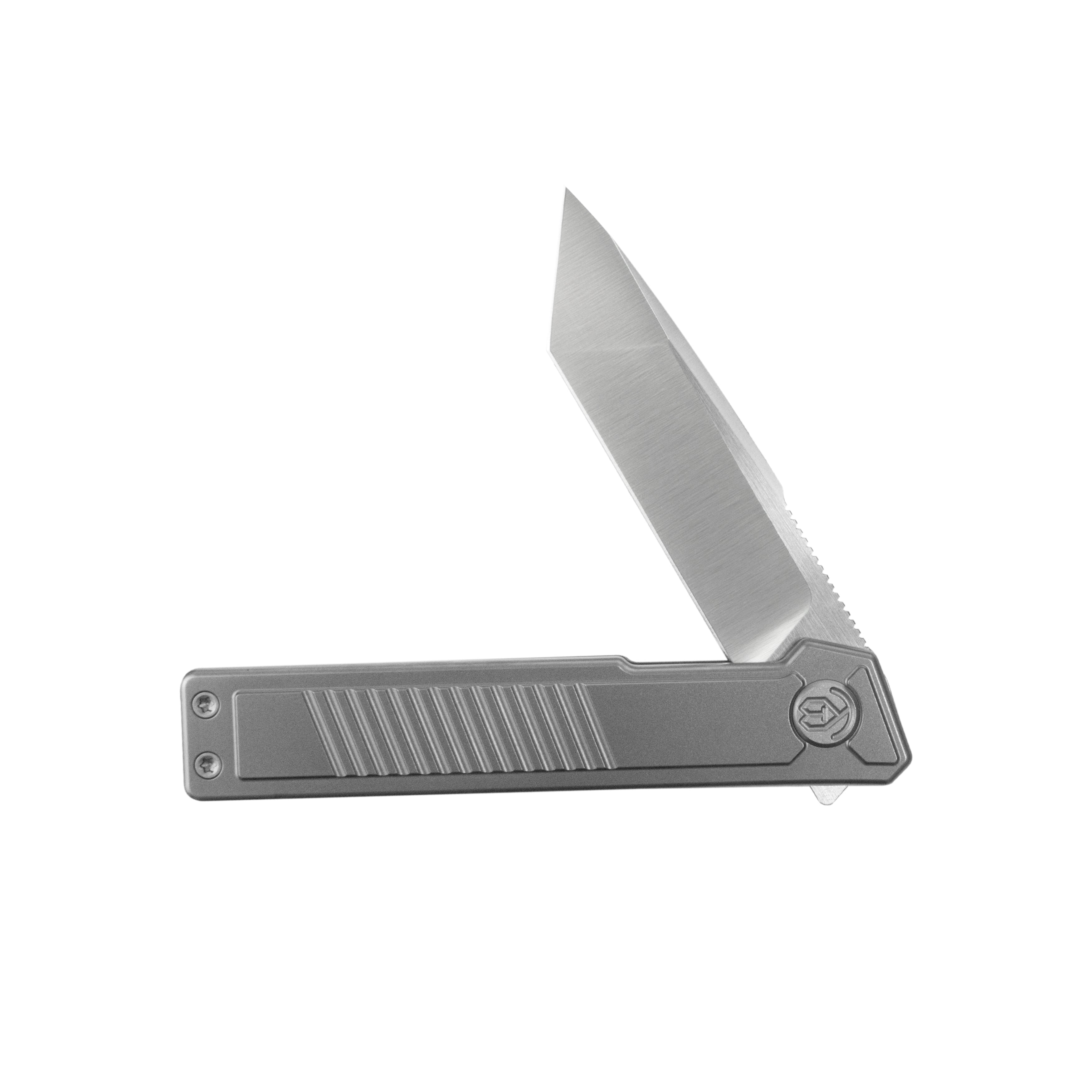 KB Yondu Double Detent Knife Gray Ti Micro Milling 2.87'' Tanto Satin M390 Blade KB420A