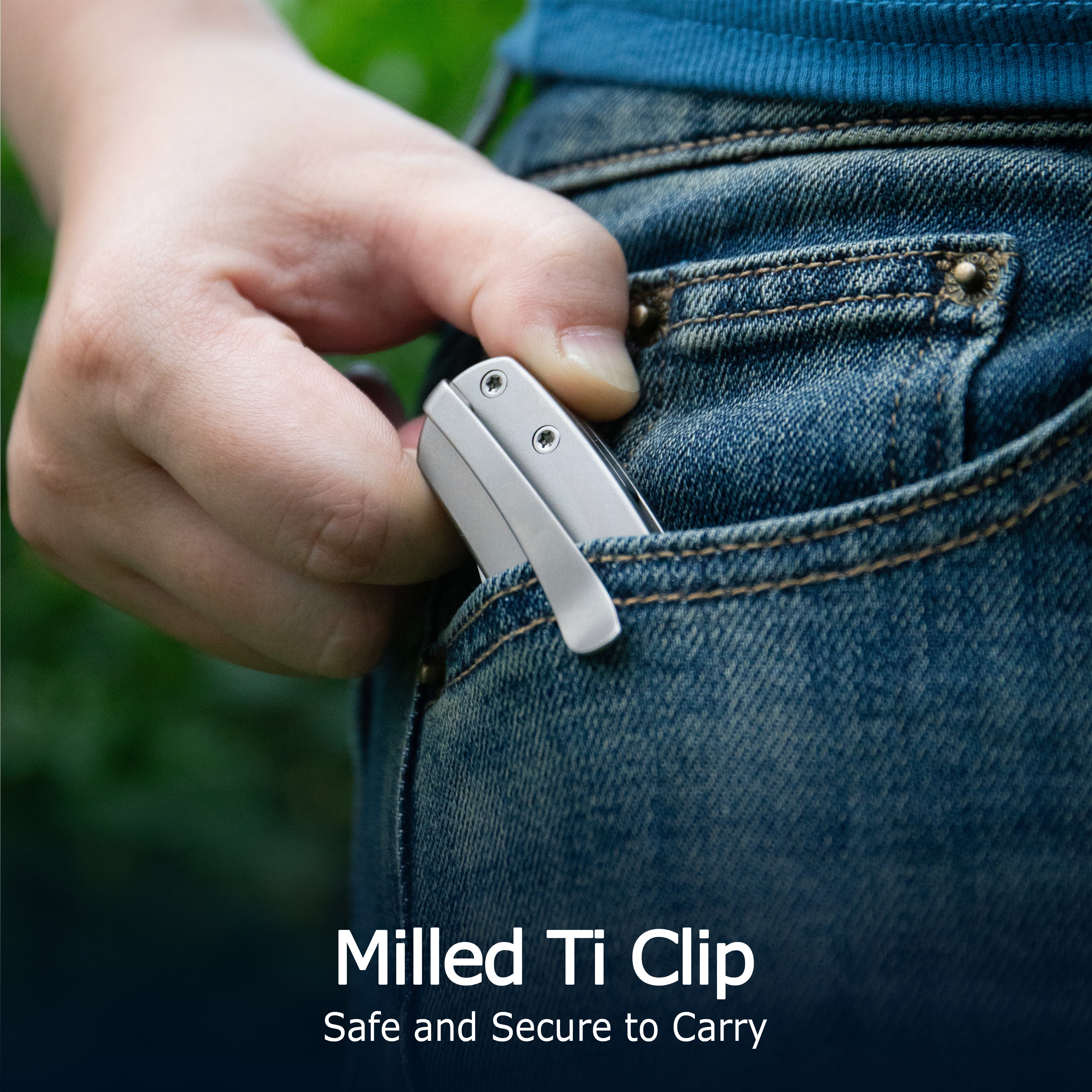 KB Common Thread Folding Knife Sandblasting Titanium/G10 inlays Handle 3.35'' Silver Bead Blasting M390 Blade KB377A