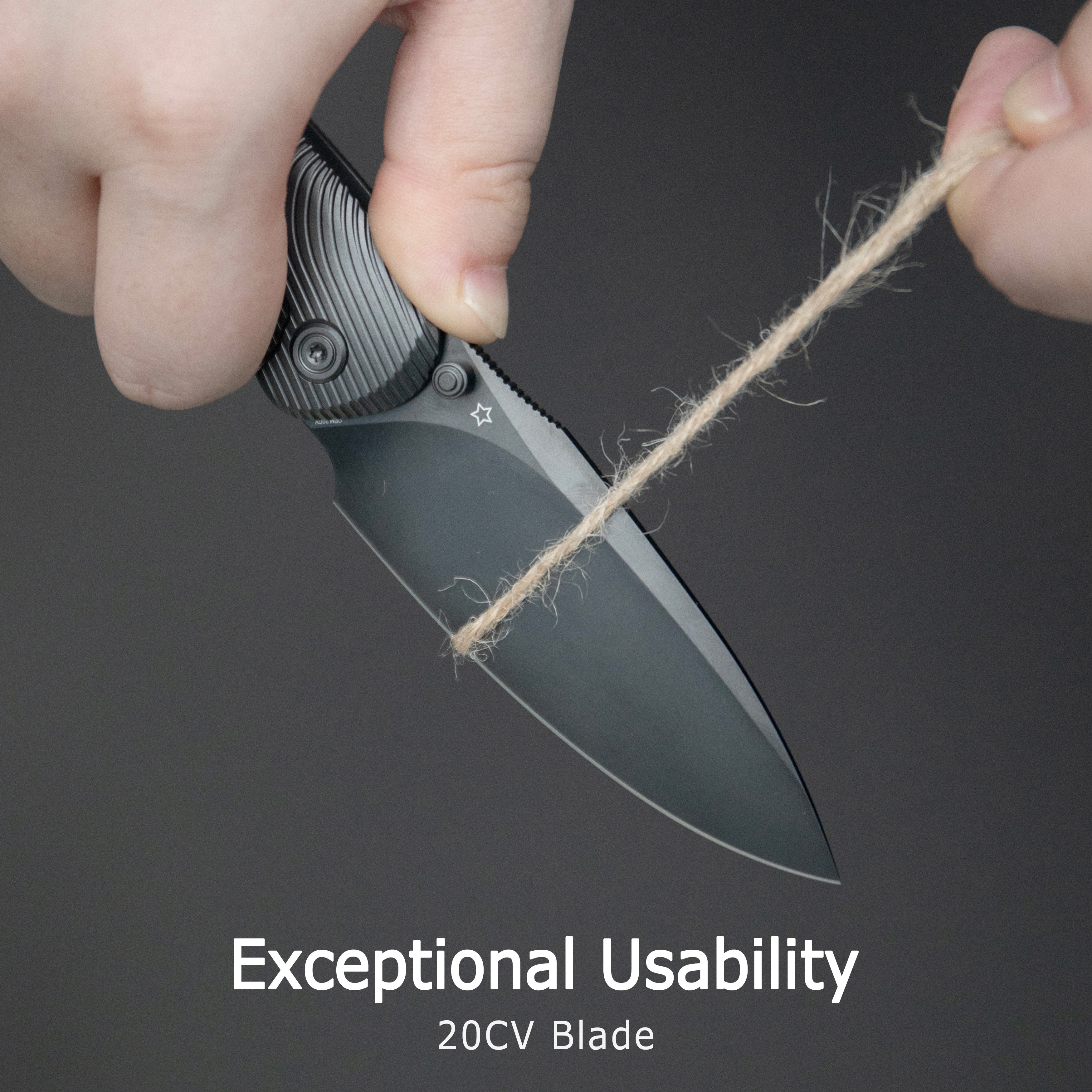 KB Pioneer Folding Knife Sandblast Titanium w/Wave Milling Handle 3.35'' Beadblast 20CV Blade KB379A