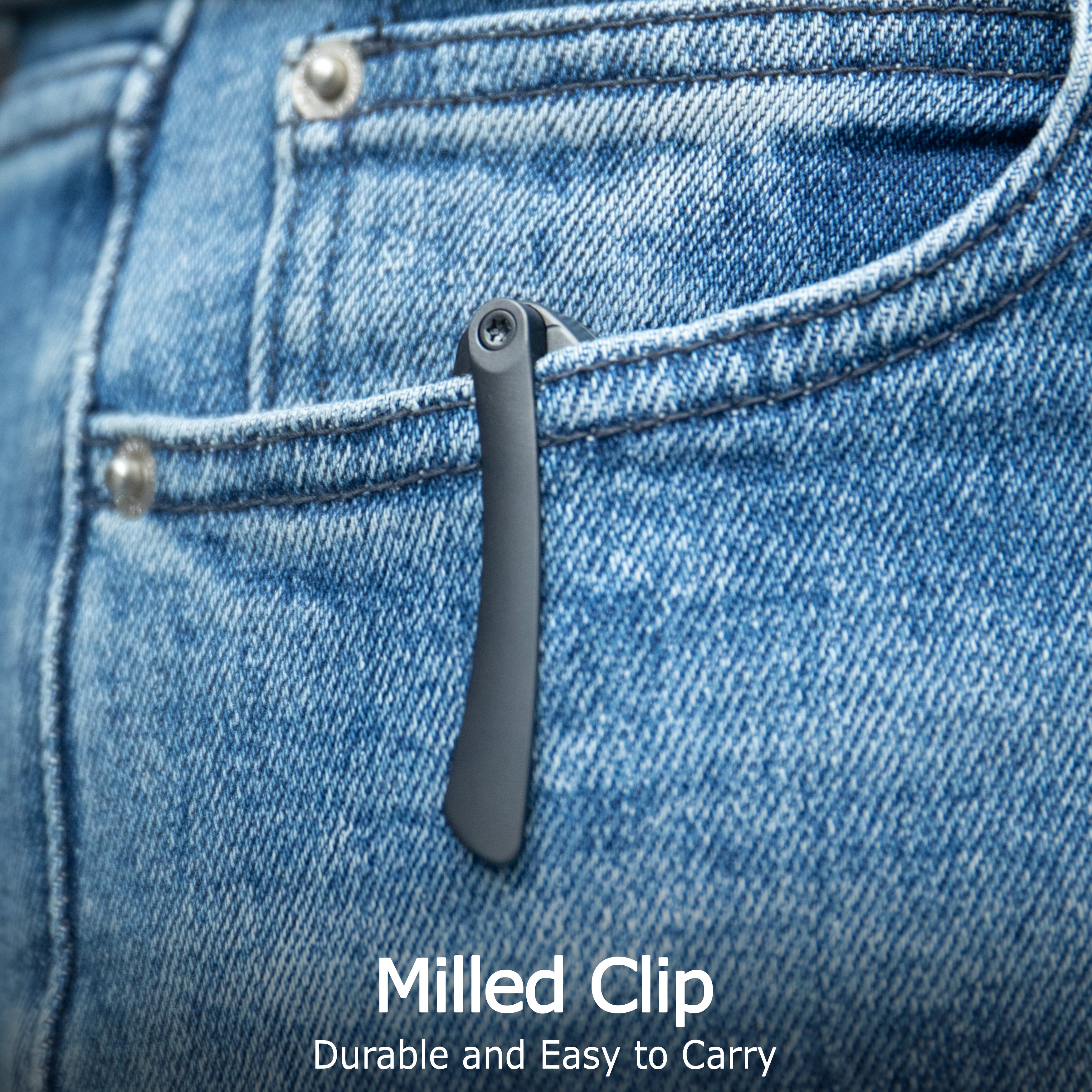 KB Pioneer Folding Knife Sandblast Titanium w/Wave Milling Handle 3.35'' Beadblast 20CV Blade KB379A