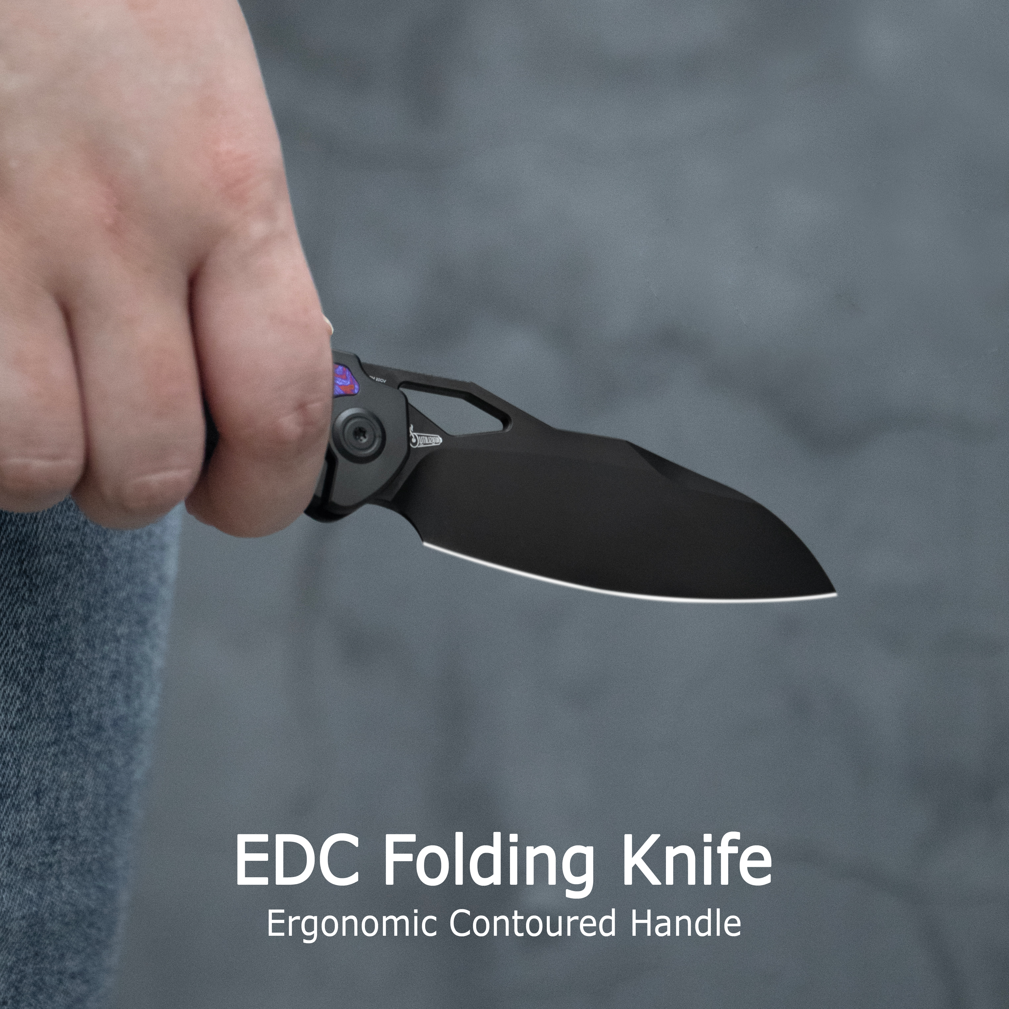 KB Sudden Frame Lock Pocket Folding Knife Sandblast Titanium w/ Timascus Inlays 3.46'' Beadblast 20CV Blade KB385A