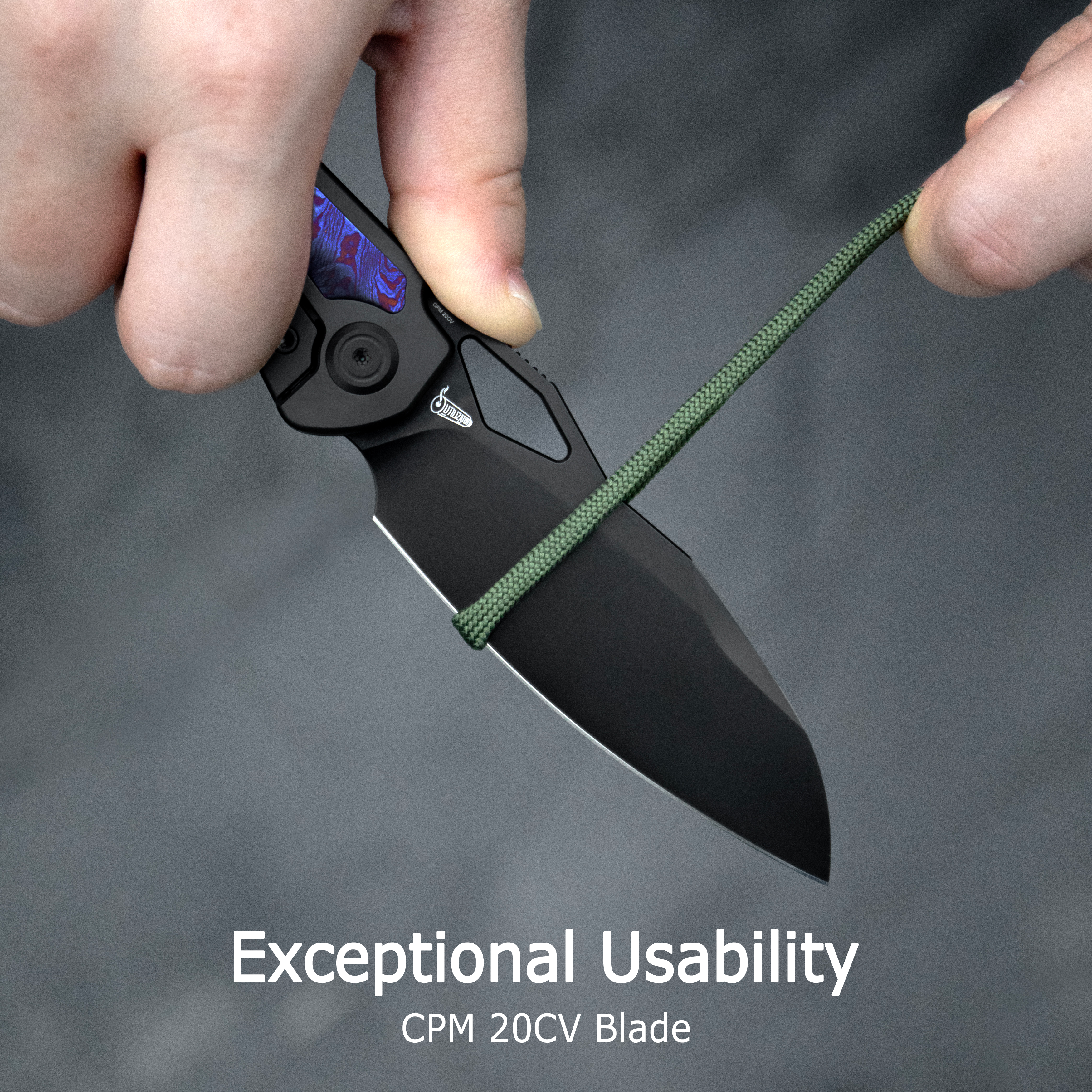 KB Sudden Frame Lock Pocket Folding Knife Sandblast Titanium w/ Timascus Inlays 3.46'' Beadblast 20CV Blade KB385A