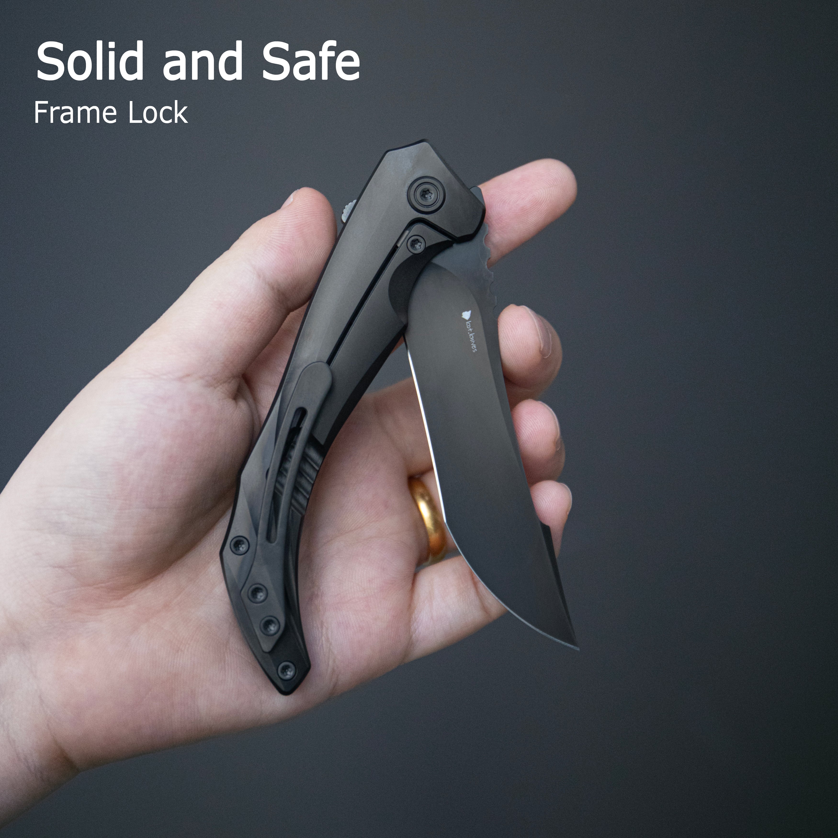 KB Cyrus Folding Knife Grey Titanium Handle 3.46'' Beadblast M390 Blade KB387A