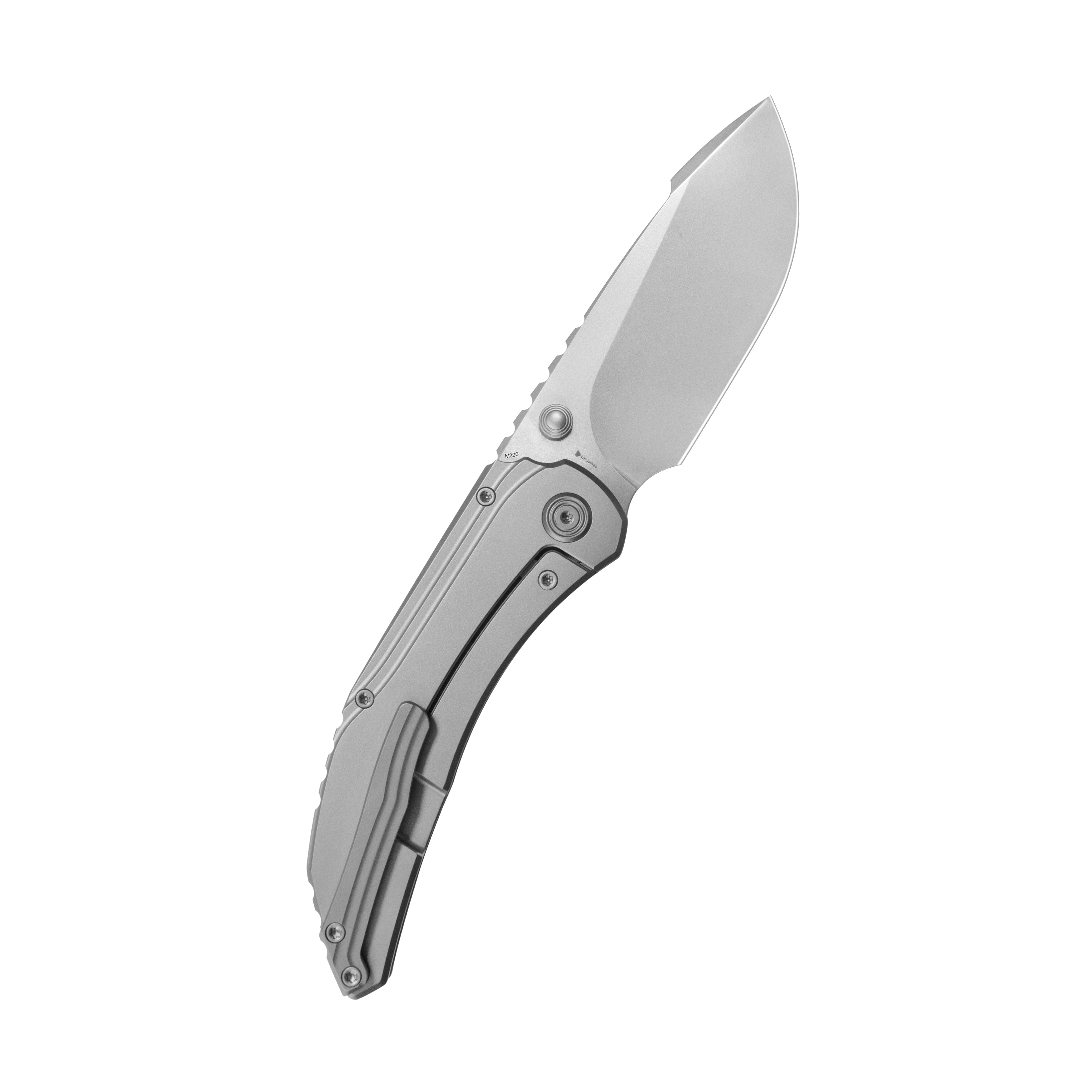KB Snorri Pocket Folding Knife Sandblast Titanium Handle 3.54'' Silver Bead Blasting M390 Blade KB388A