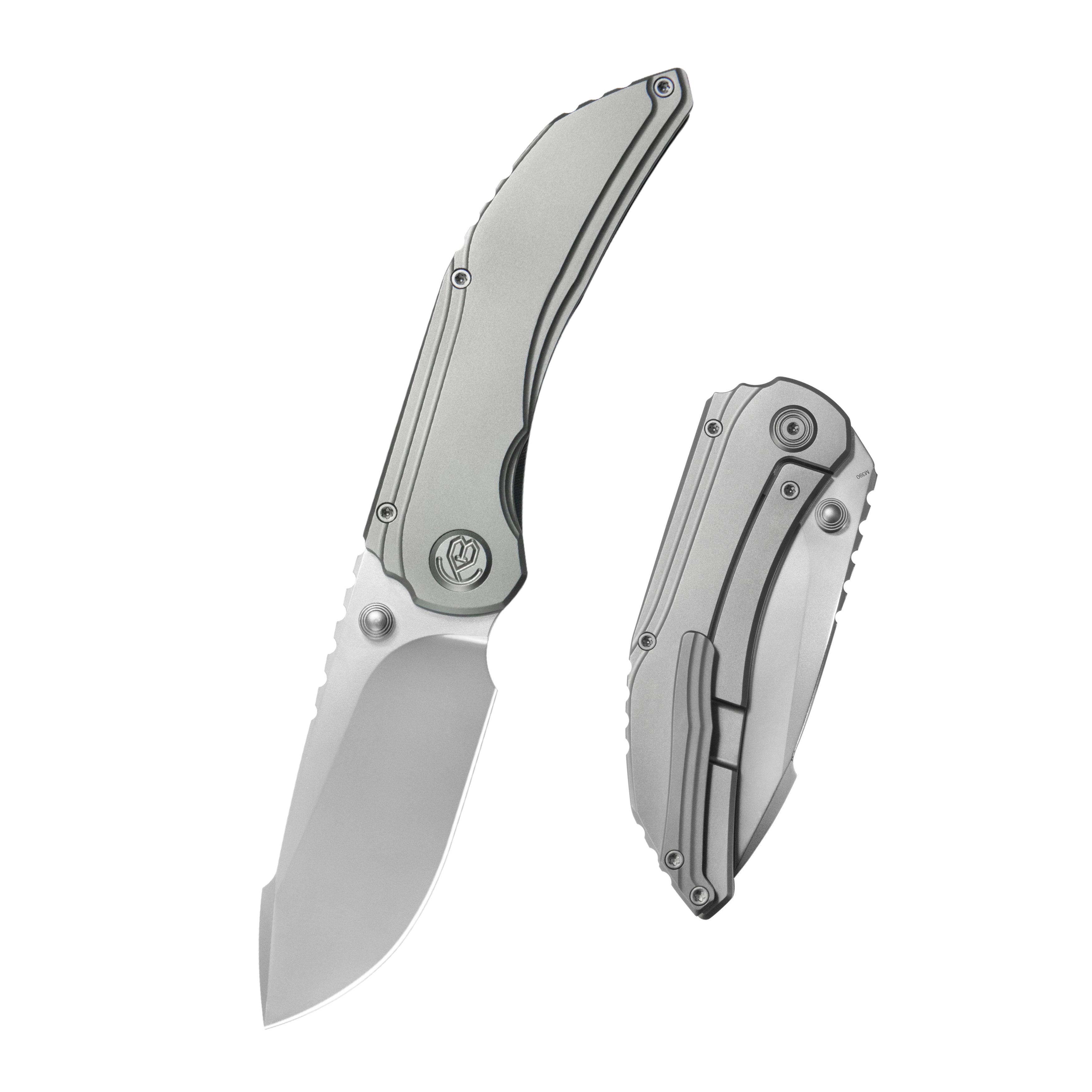 KB Snorri Pocket Folding Knife Sandblast Titanium Handle 3.54'' Silver Bead Blasting M390 Blade KB388A