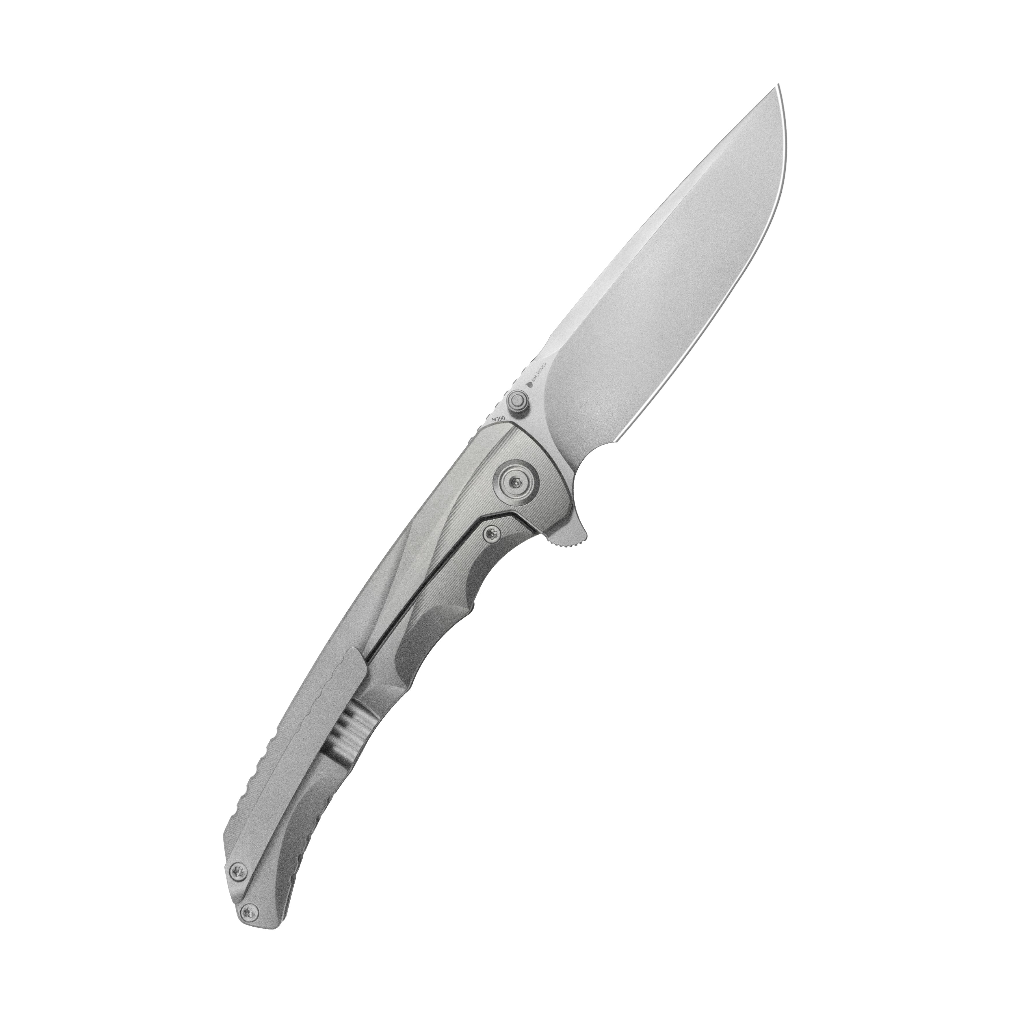 KB Zazoo Folding Knife Grey Titanium Handle 3.70'' Beadblast M390 Blade KB389A