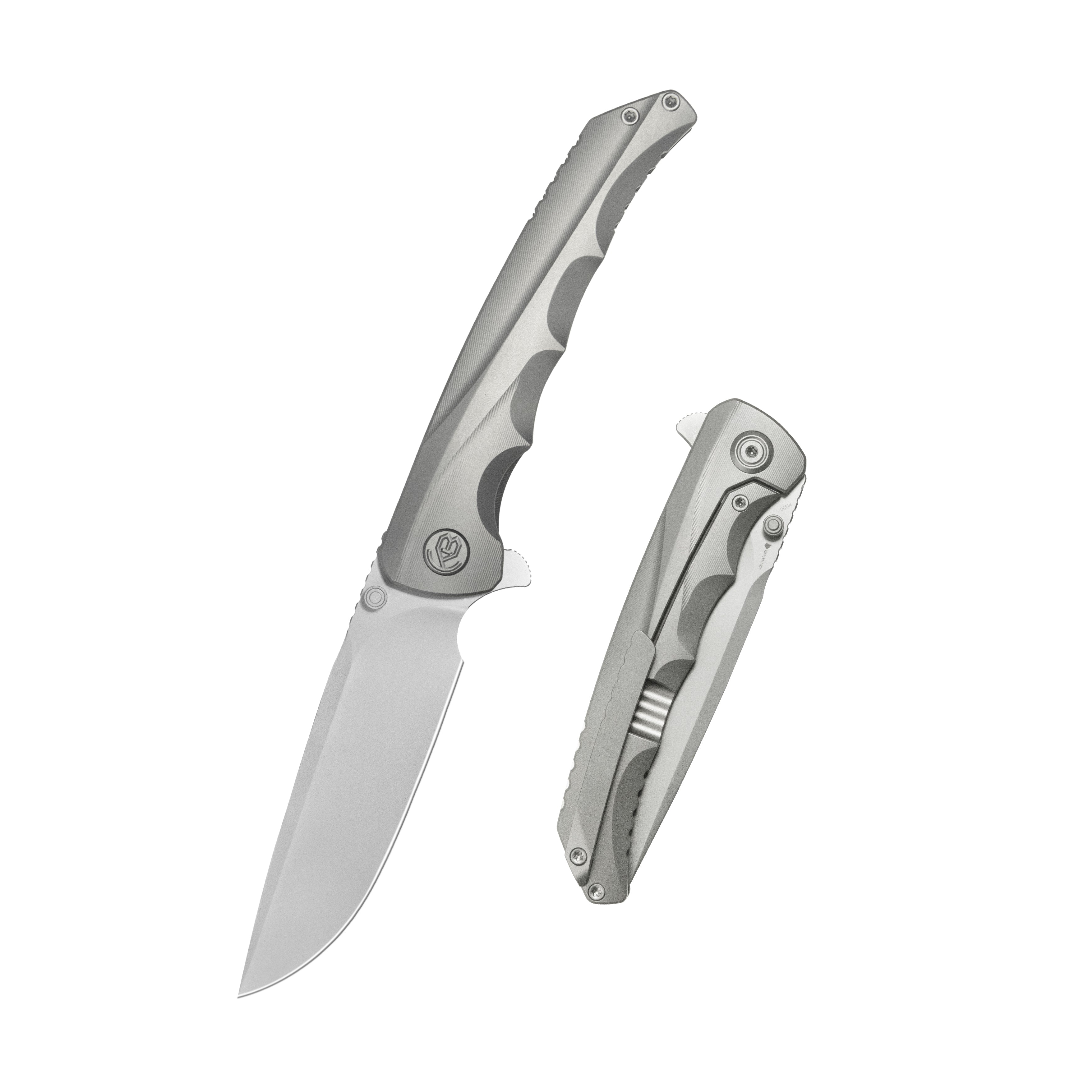 KB Zazoo Folding Knife Grey Titanium Handle 3.70'' Beadblast M390 Blade KB389A