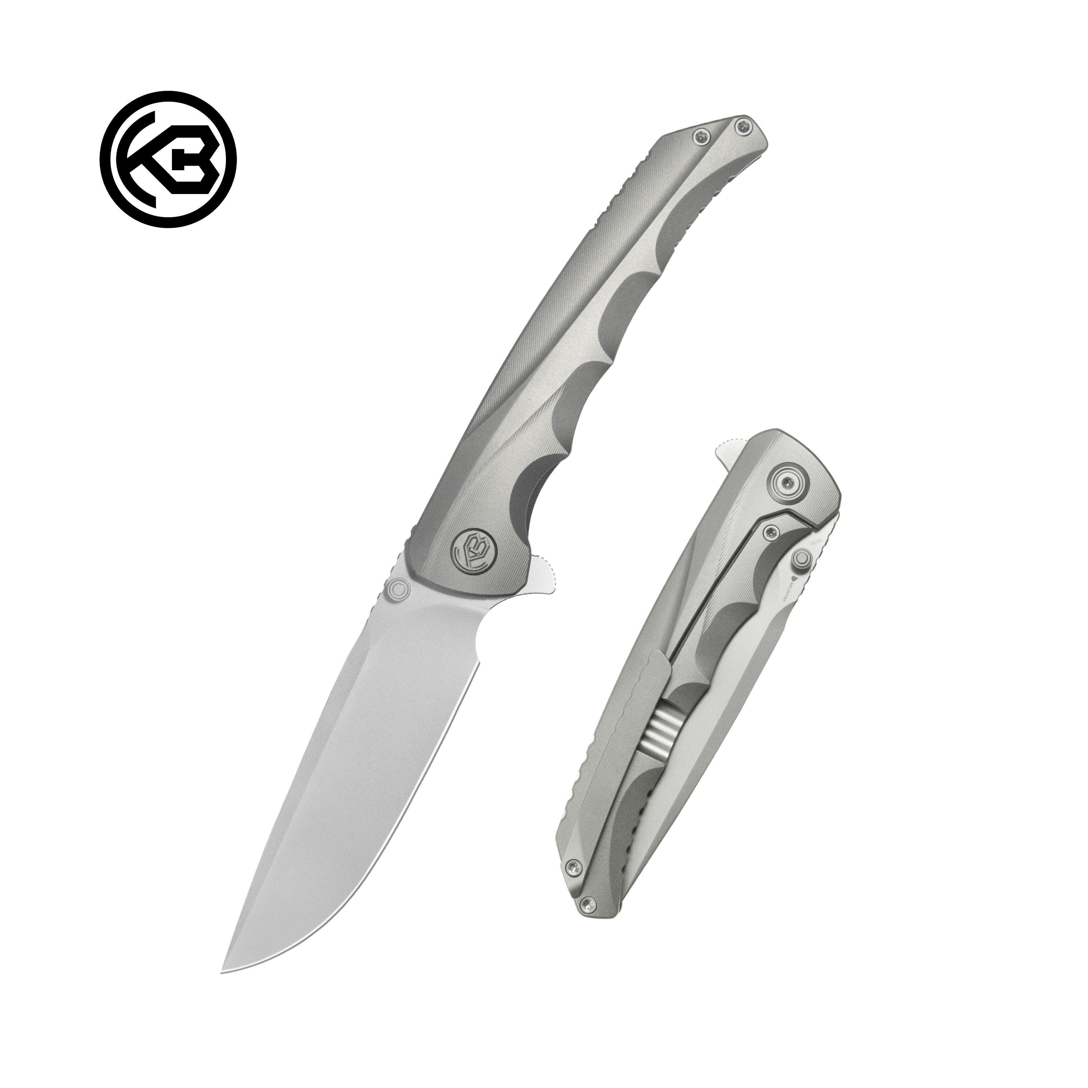 KB Zazoo Folding Knife Grey Titanium Handle 3.70'' Beadblast M390 Blade KB389A