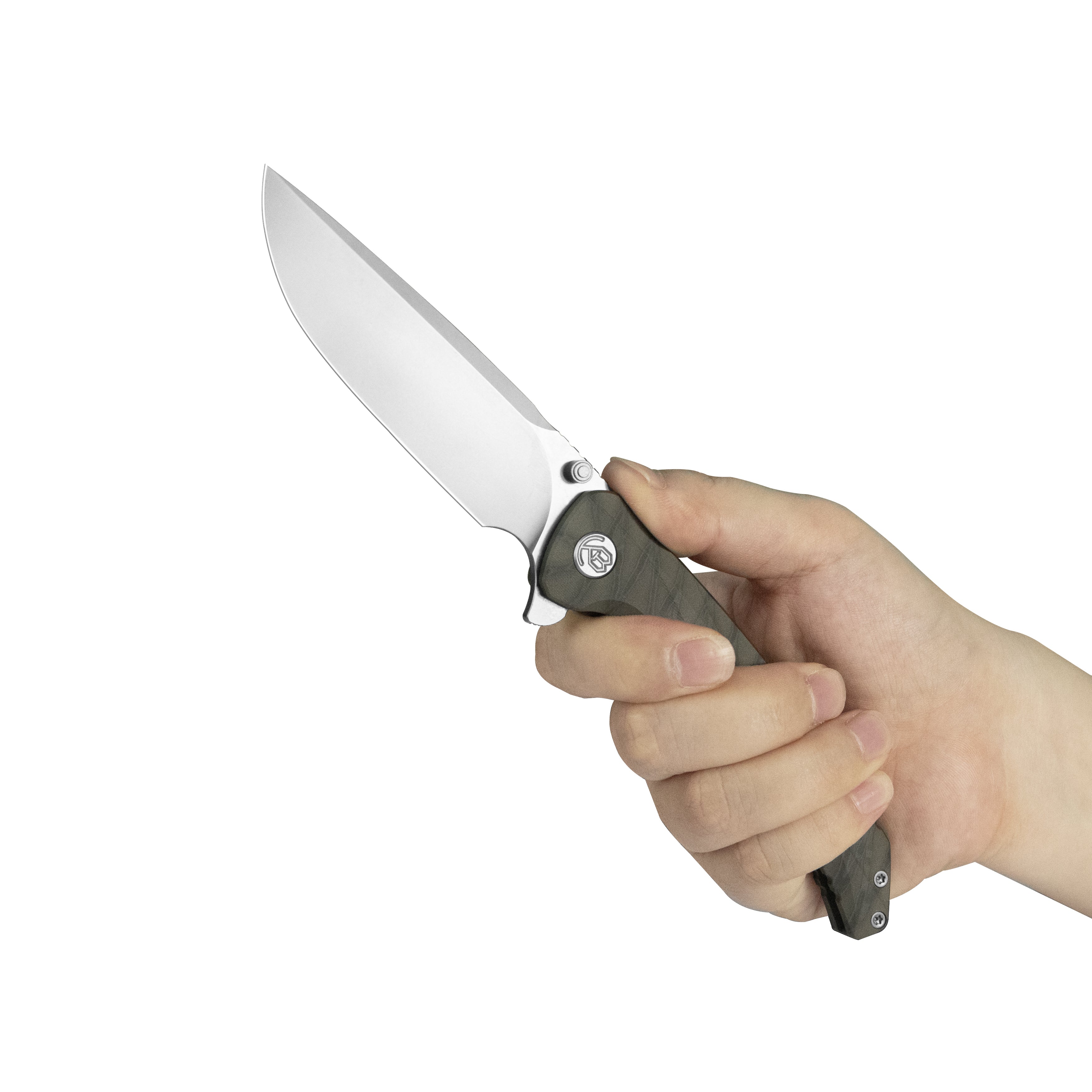 KB Zazoo Folding Knife Flame Ano Titanium Handle 3.70'' Beadblast M390 Blade KB389B