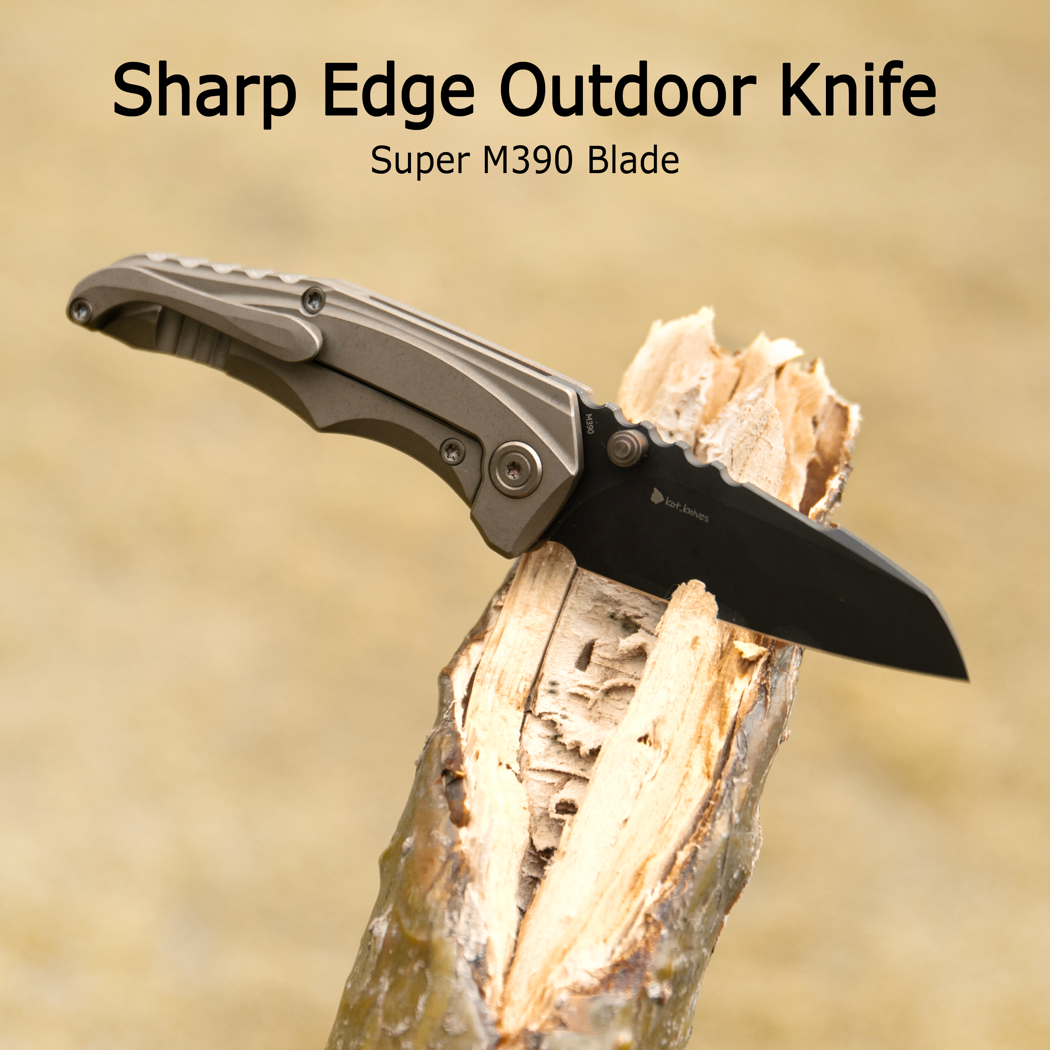 KB Steeltle Folding Knife Bronze Titanium Handle 2.36" Blackwash M390 Blade KB390D
