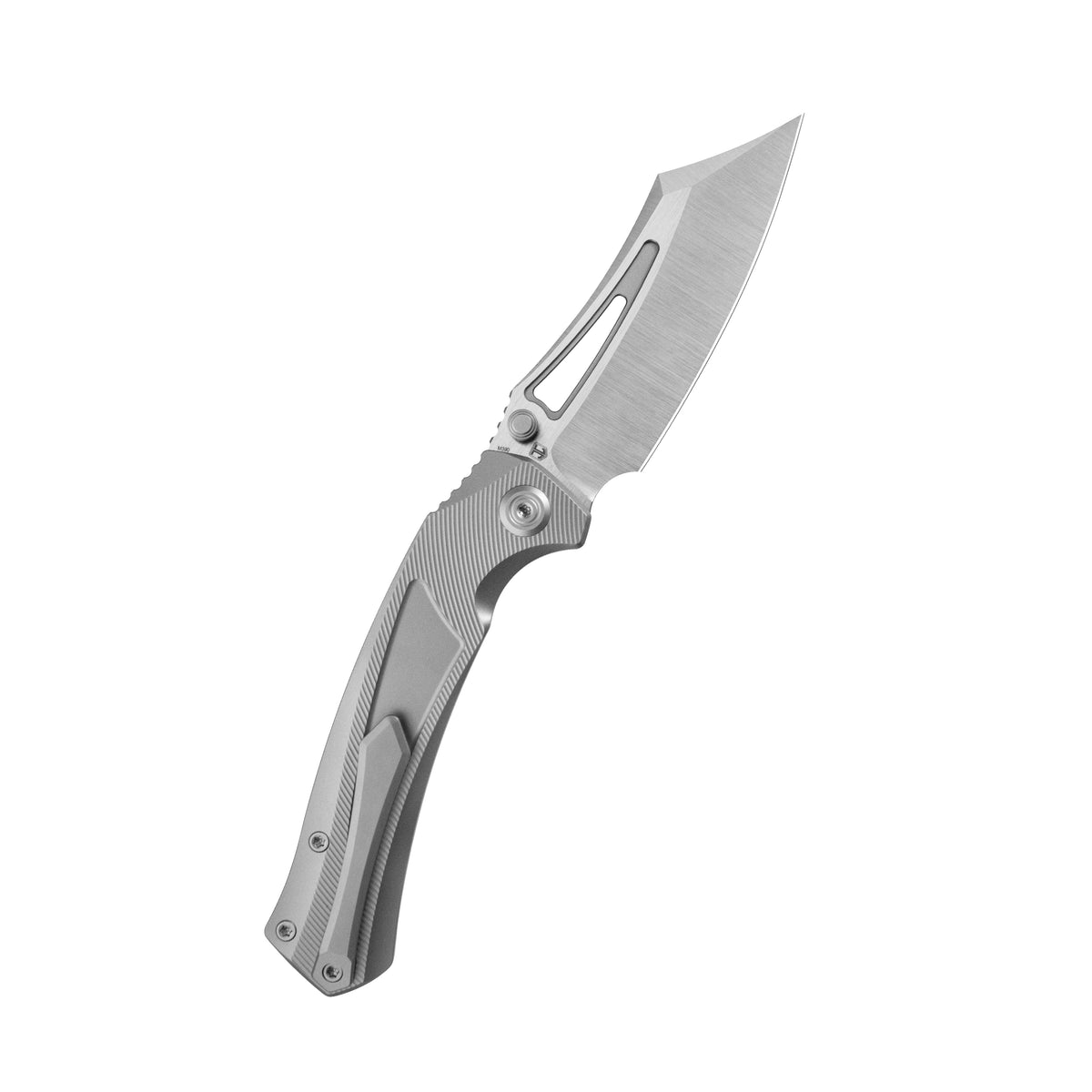 KB Pirate Folding Knife Sandblasting Titanium Handle 3.46" Belt Satin M390 Blade KB398A