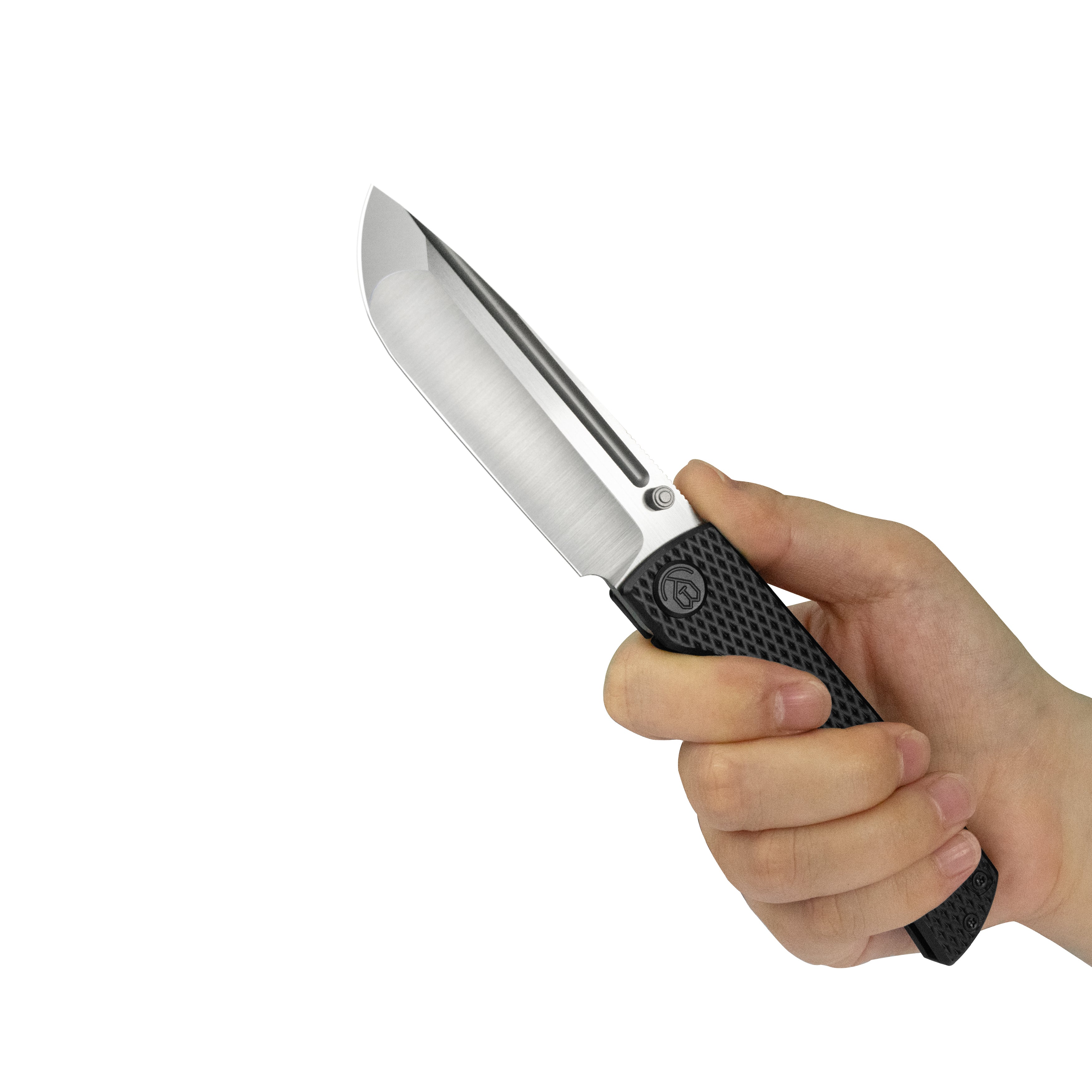 KB Mosquito Folding Knife Regular DLC Titanium with Diamond Milling 3.46'' Belt Satin M390 Blade KB409C