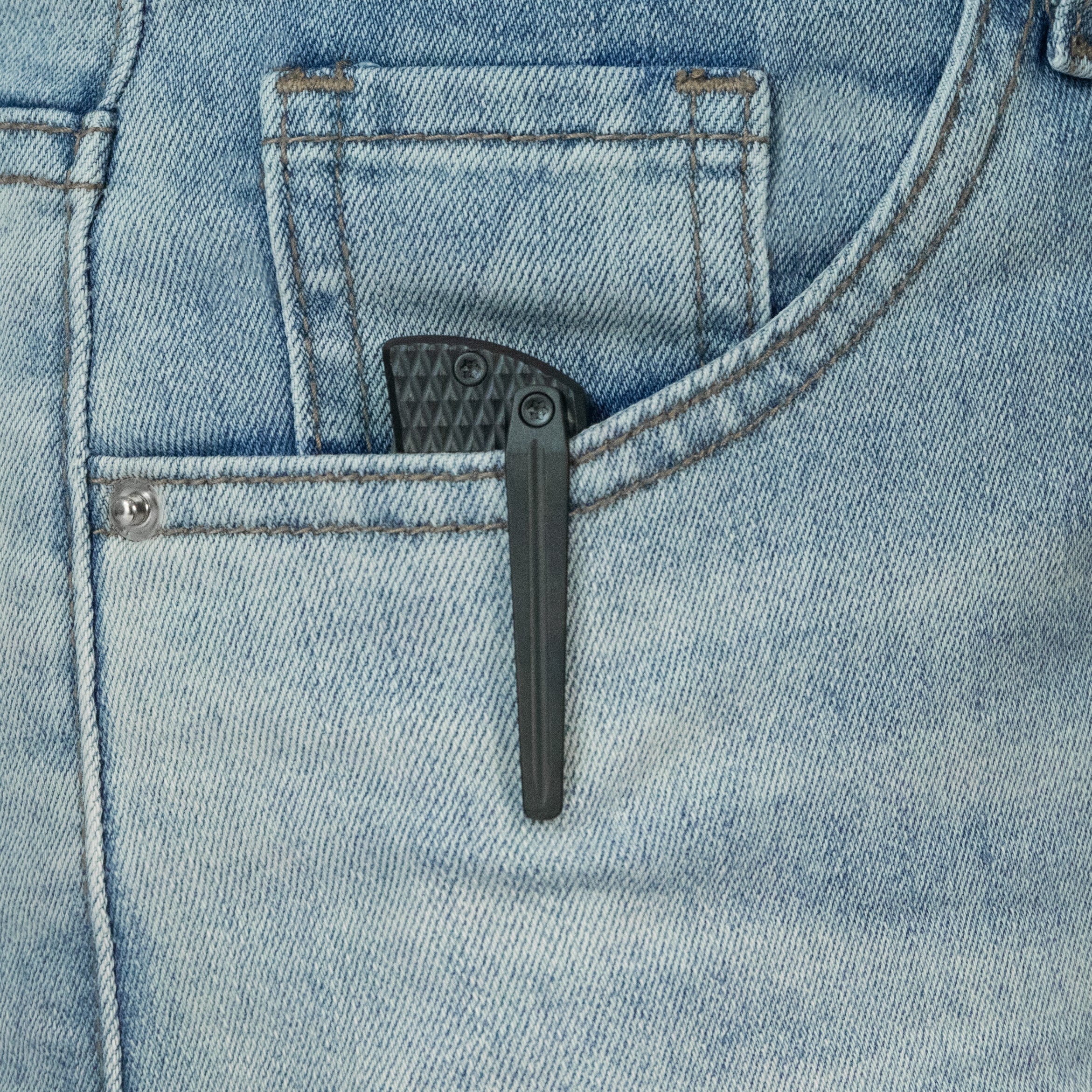 KB Mosquito Folding Knife Regular DLC Titanium with Diamond Milling 3.46'' Belt Satin M390 Blade KB409C