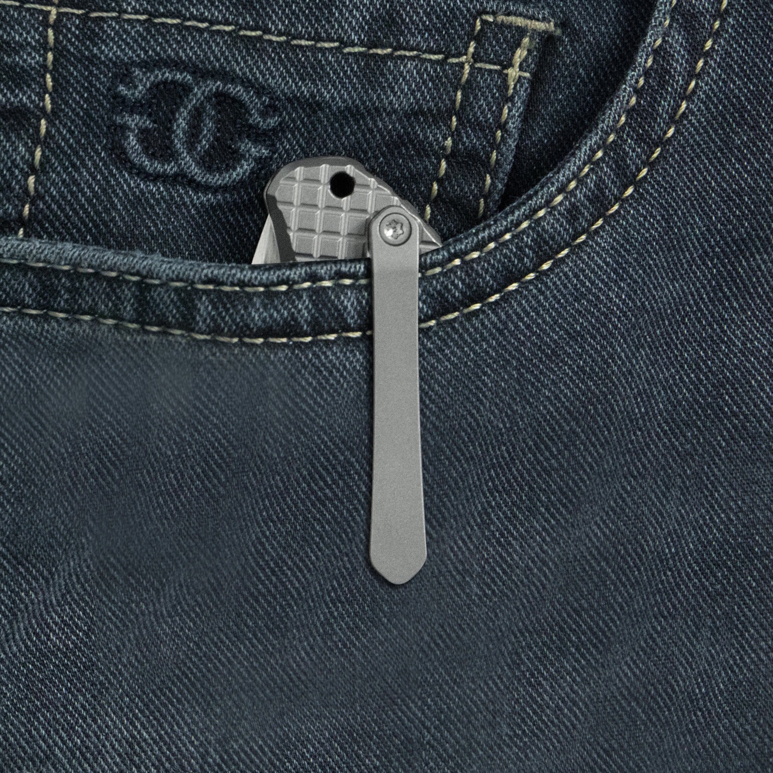 KB Jarpen Folding Knife Sandblast Titanium Handle 2.36'' Hand Rubbed Satin CPM S90V Blade KB415A