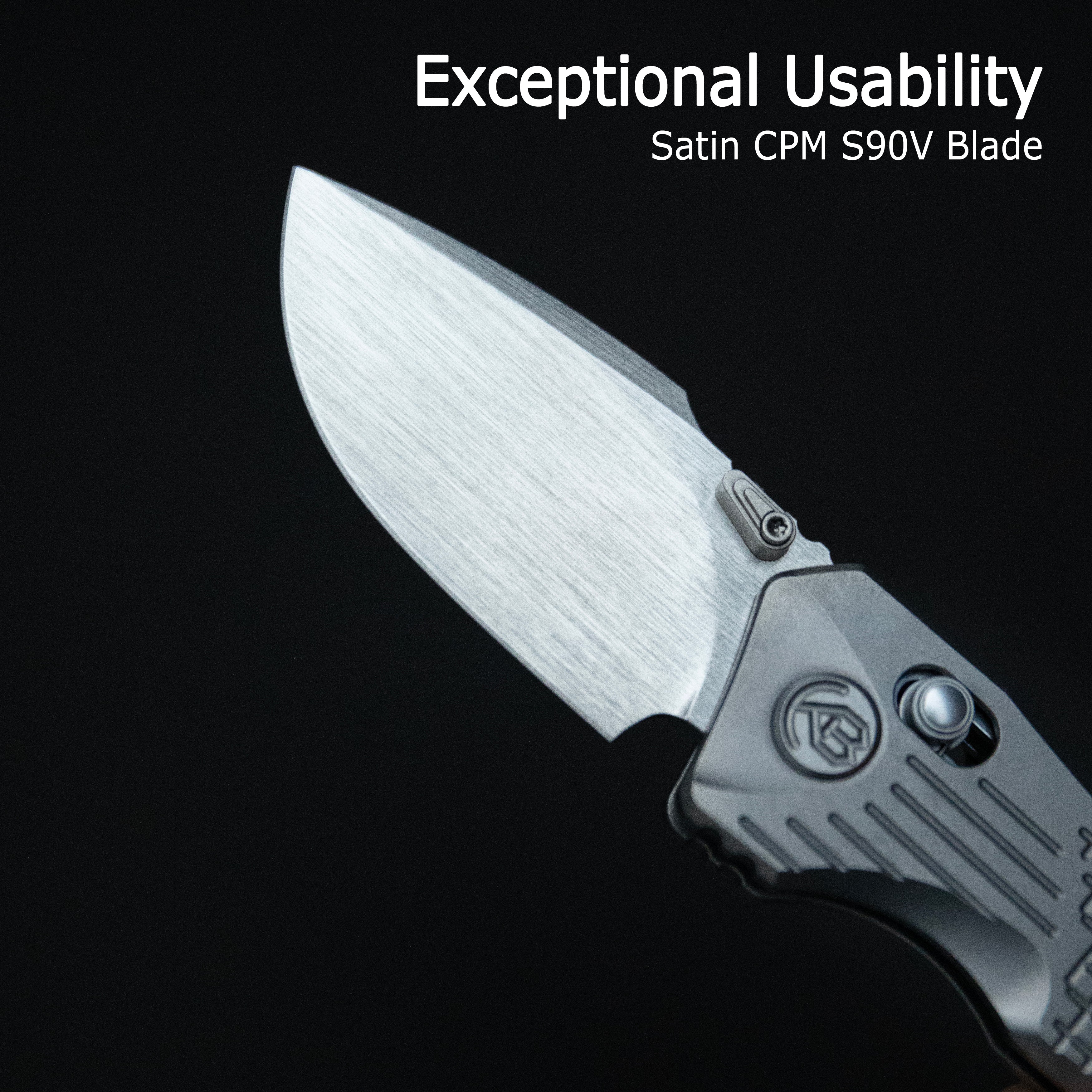 KB Jarpen Folding Knife Sandblast Titanium Handle 2.36'' Hand Rubbed Satin CPM S90V Blade KB415A