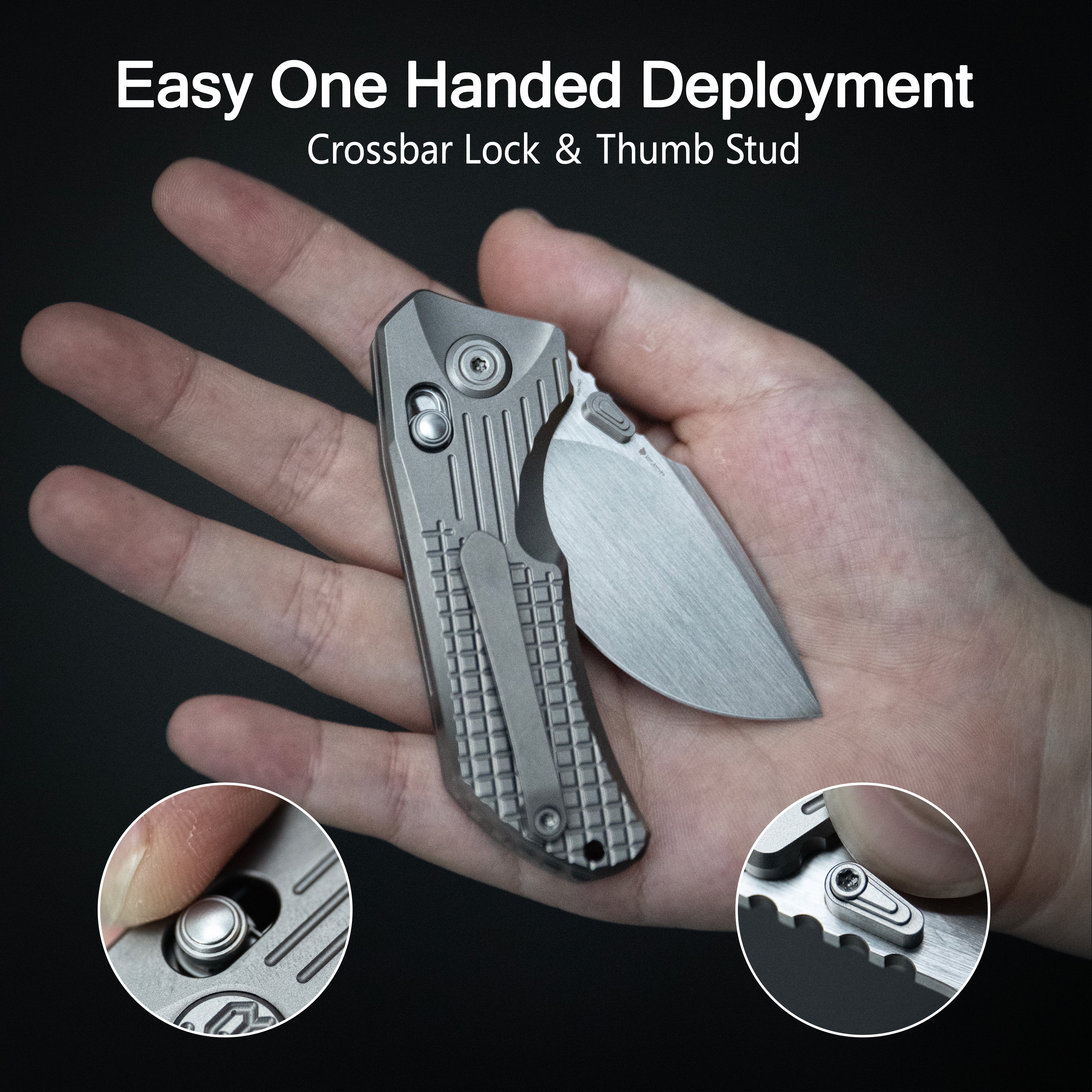 KB Jarpen Folding Knife Sandblast Titanium Handle 2.36'' Hand Rubbed Satin CPM S90V Blade KB415A