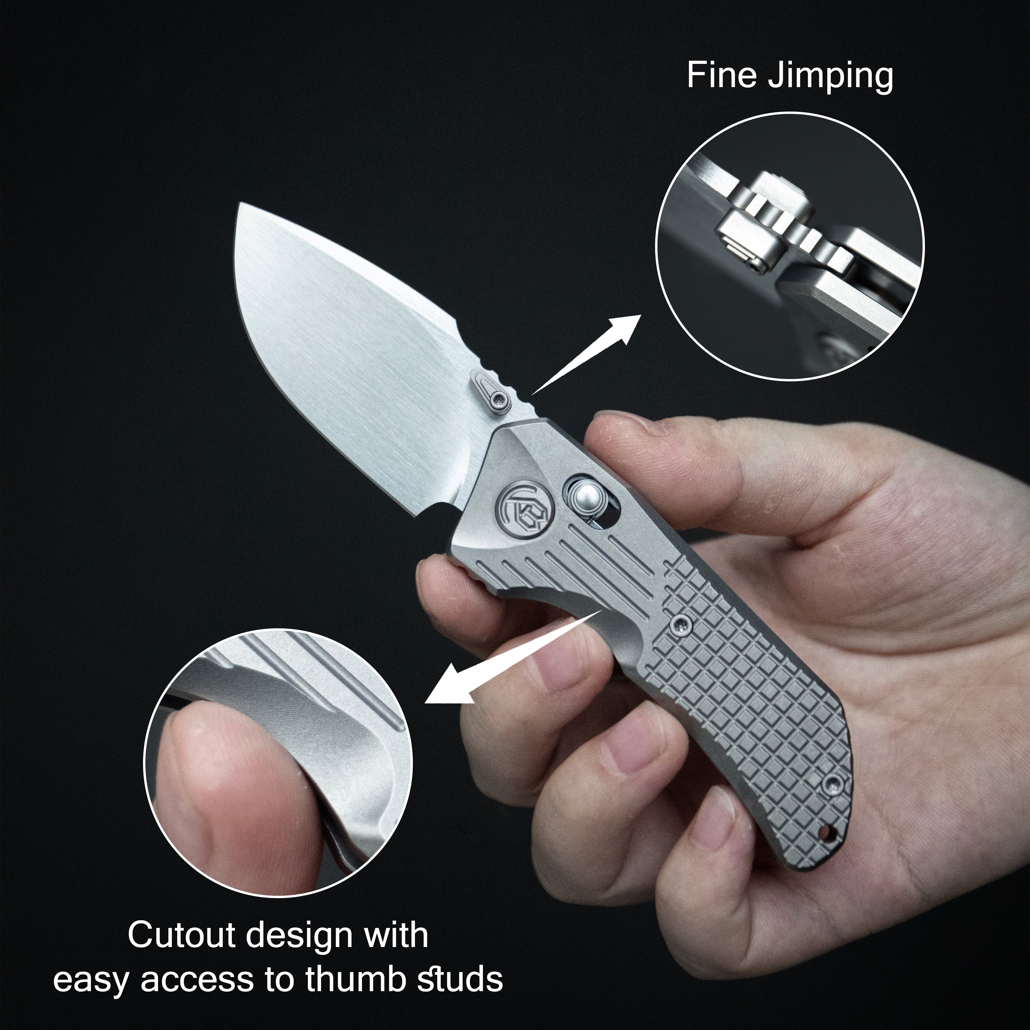 KB Jarpen Folding Knife Sandblast Titanium Handle 2.36'' Hand Rubbed Satin CPM S90V Blade KB415A