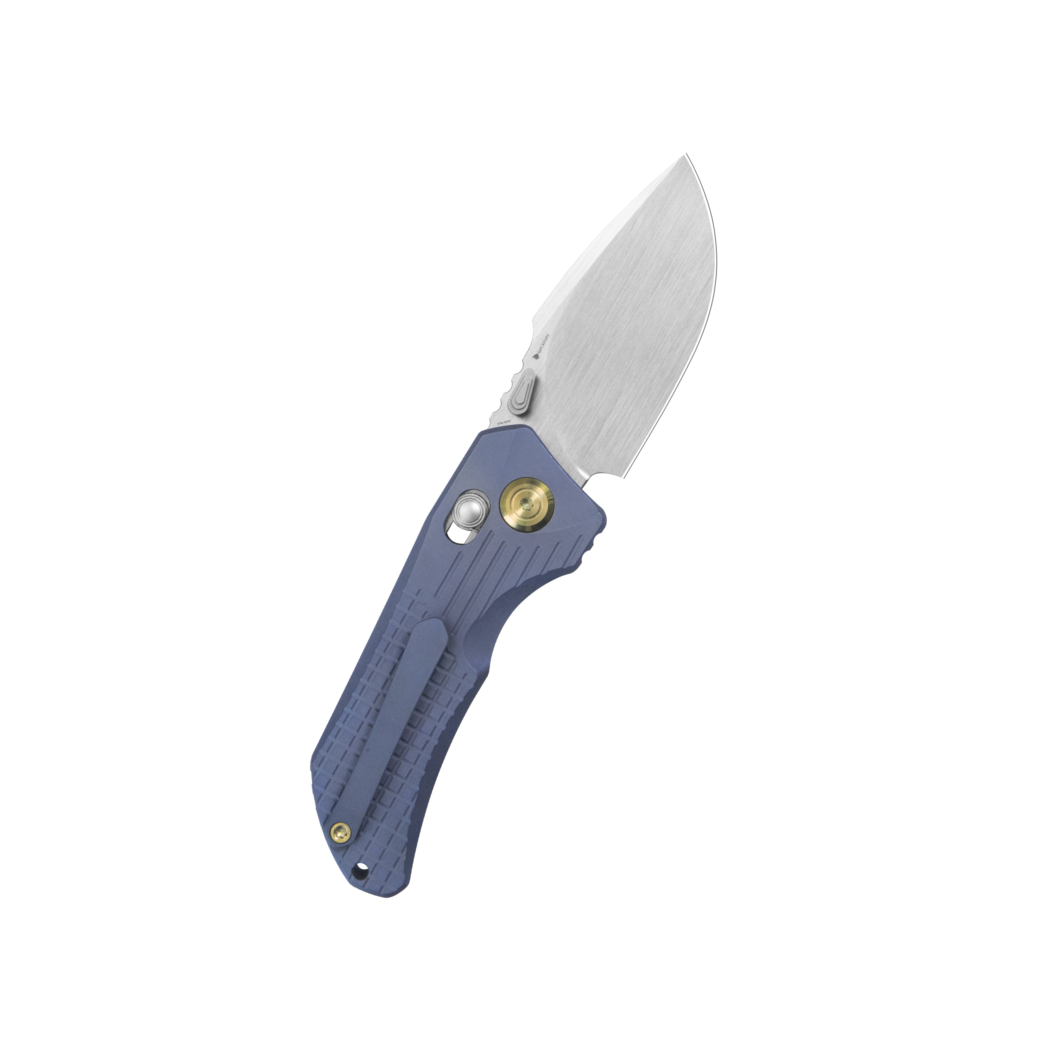 KB Jarpen Folding Knife Blue Ano Titanium Handle 2.36'' Hand Rubbed Satin CPM S90V Blade KB415E