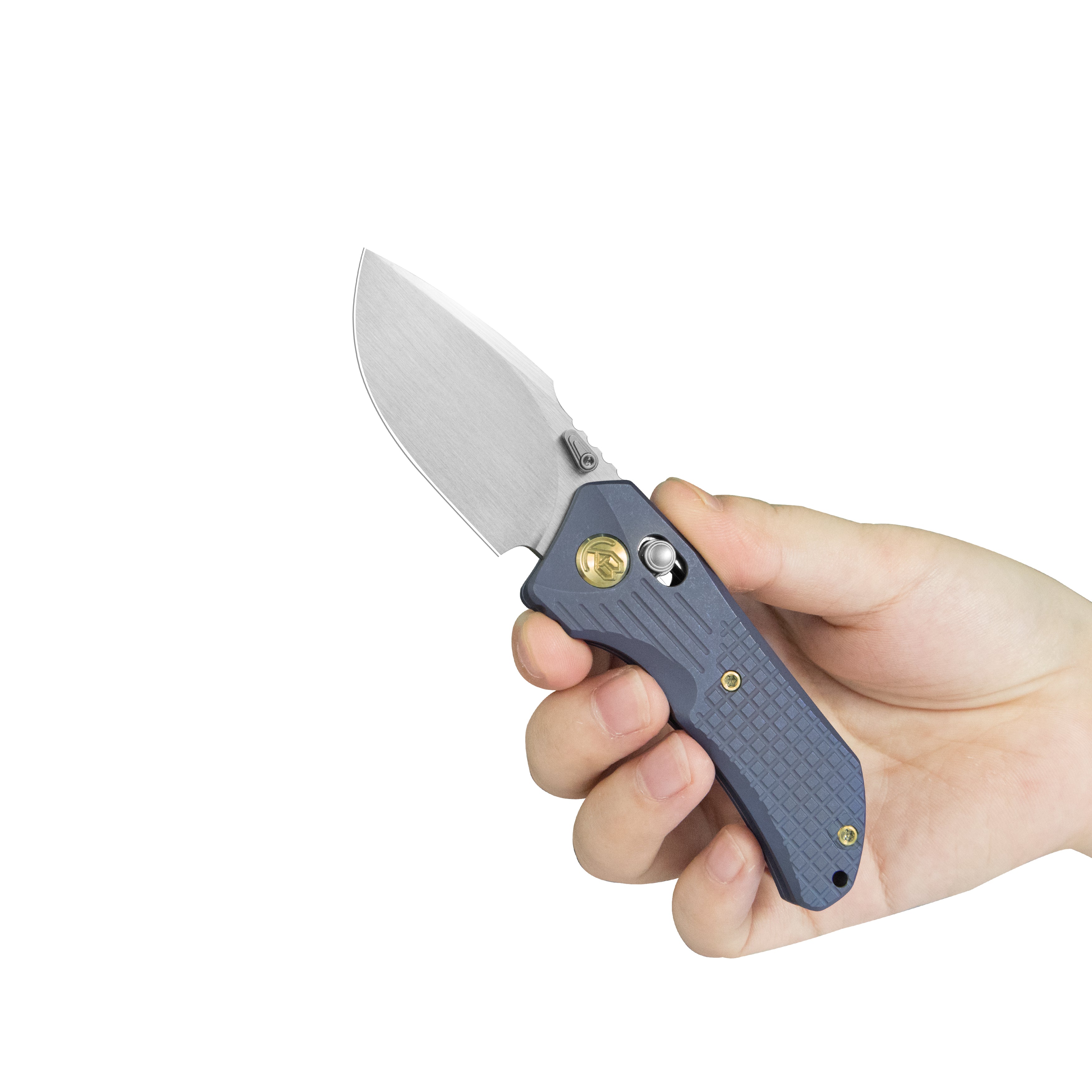 KB Jarpen Folding Knife Blue Ano Titanium Handle 2.36'' Hand Rubbed Satin CPM S90V Blade KB415E