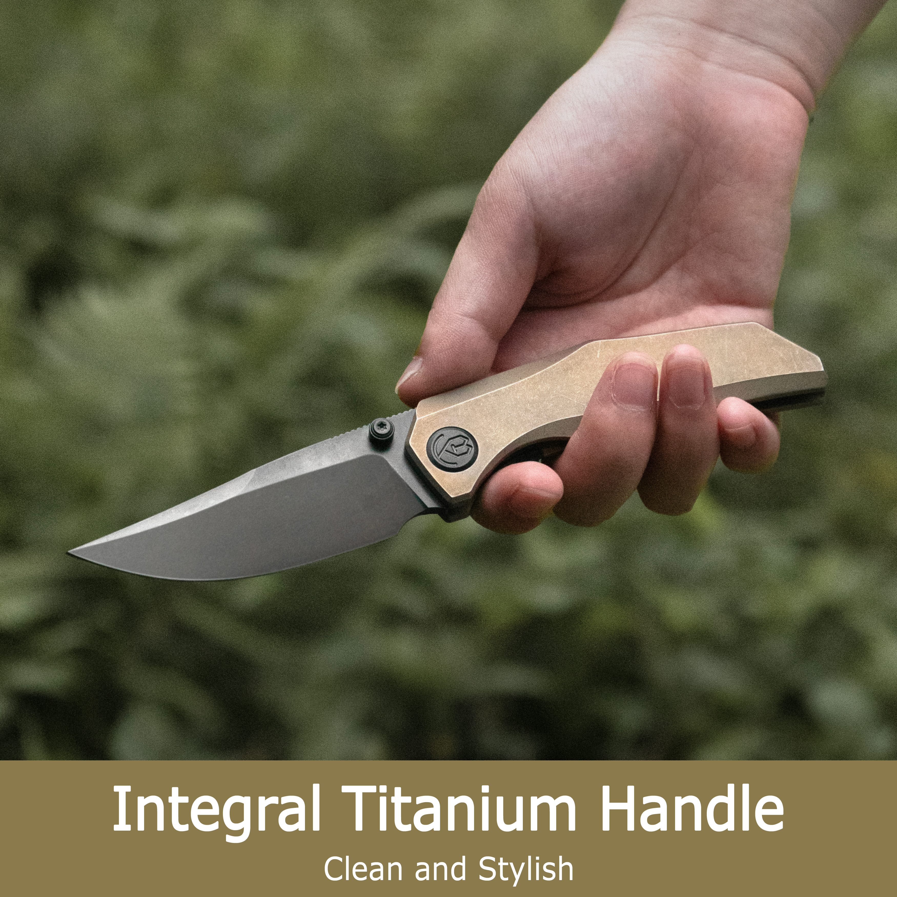KB Eclipse Folding Knife Grey Integral Titanium Handle 3.31'' Sandblast M390 Blade KB417A