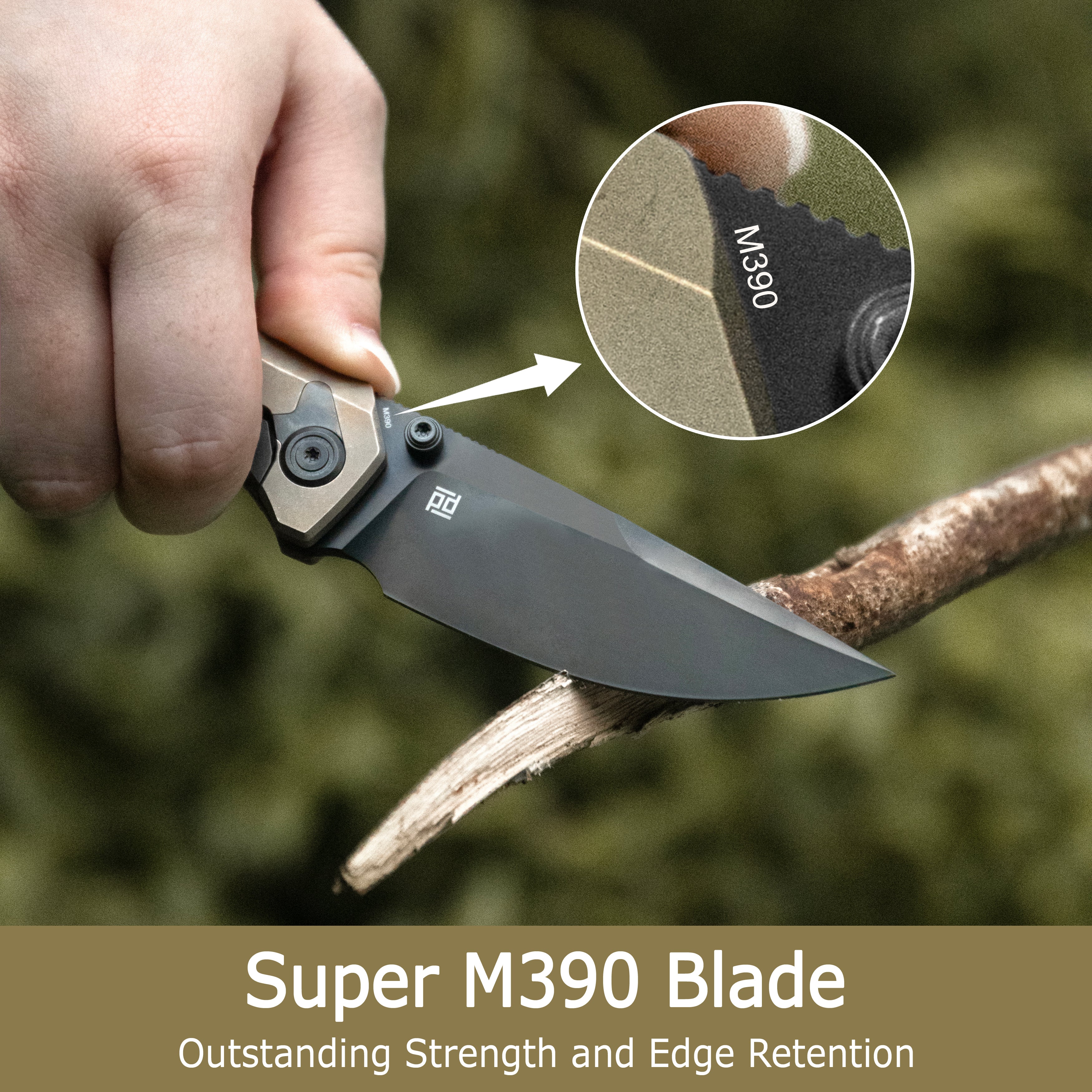 KB Eclipse Folding Knife Grey Integral Titanium Handle 3.31'' Sandblast M390 Blade KB417A