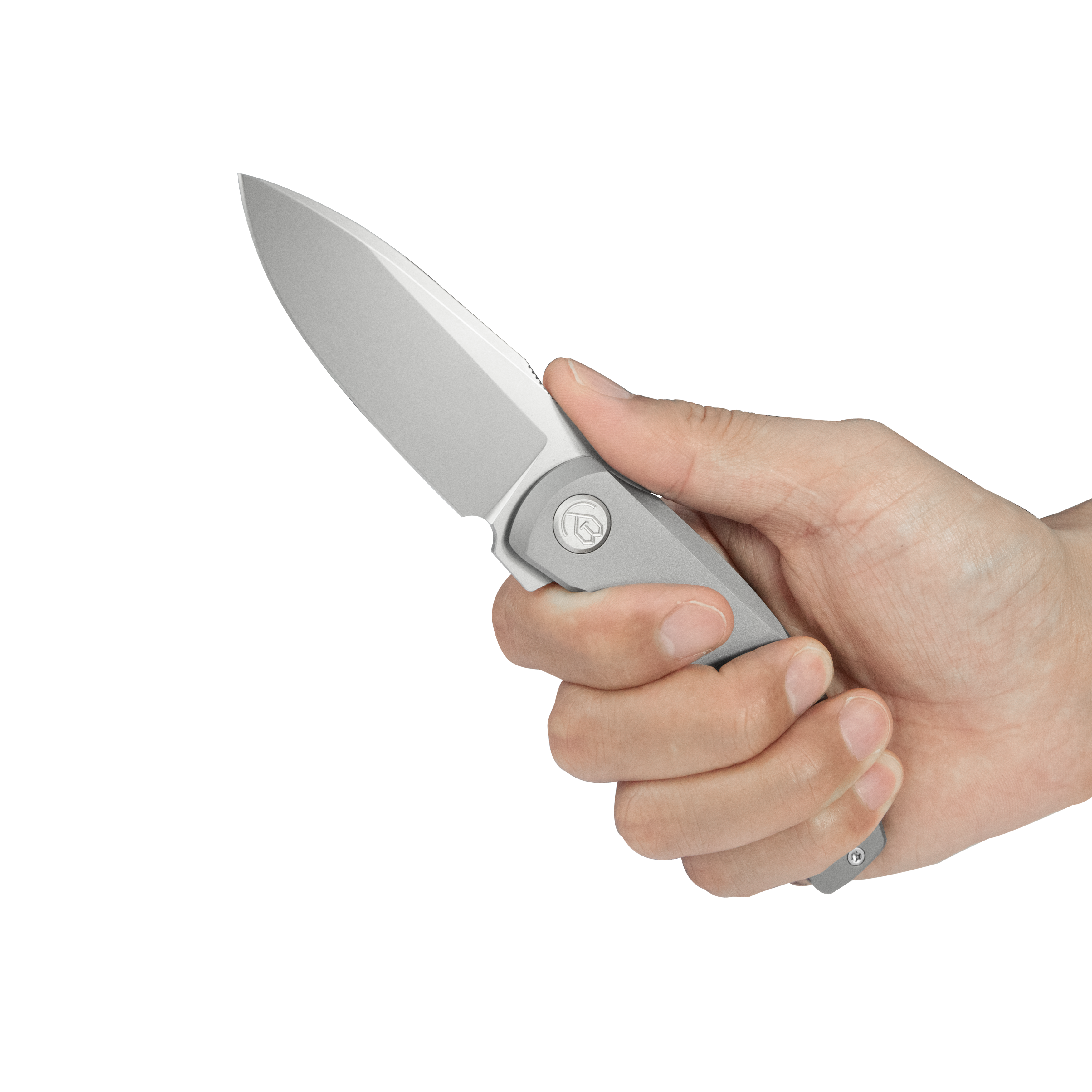 KB Taurus Frame Lock Pocket Folding Knife Gray Titanium Handle 3.27'' Beadblast M390 Blade KB418A